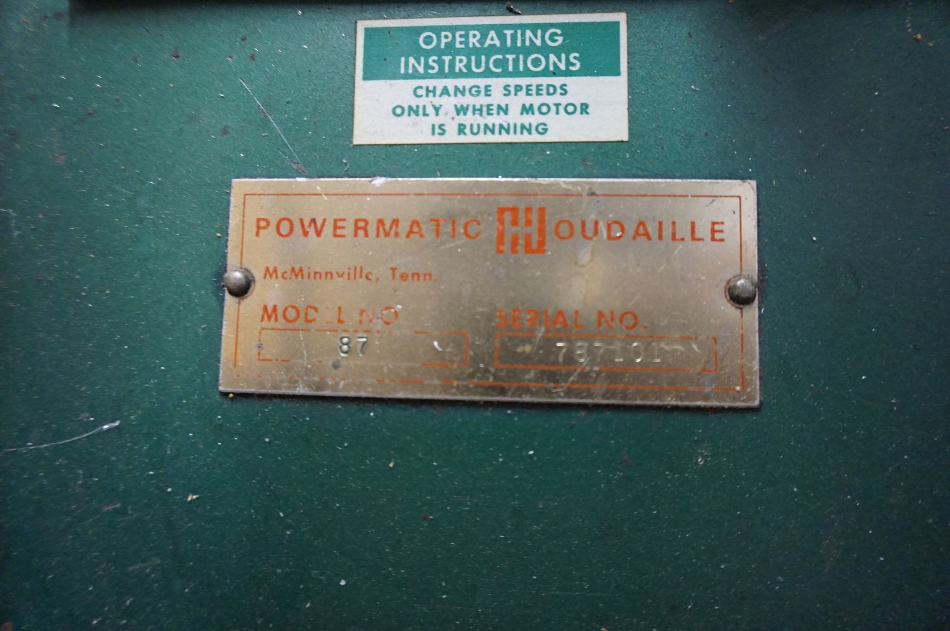 POWERMATIC VERTICAL METAL CUTTING BANDSAW 20”, MODEL 87, S/N 767L01, WITH SPARE SAW BLADES, ROLLER - Image 3 of 6