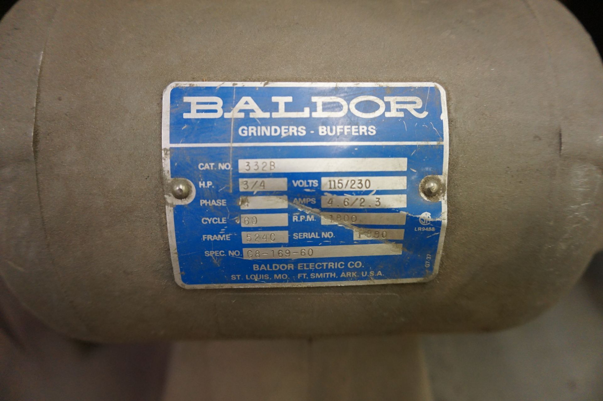 ROLLING CABINET WITH BALDOR 332B BUFFER AND MISC. SPARE BUFFING DISCS - Image 3 of 3