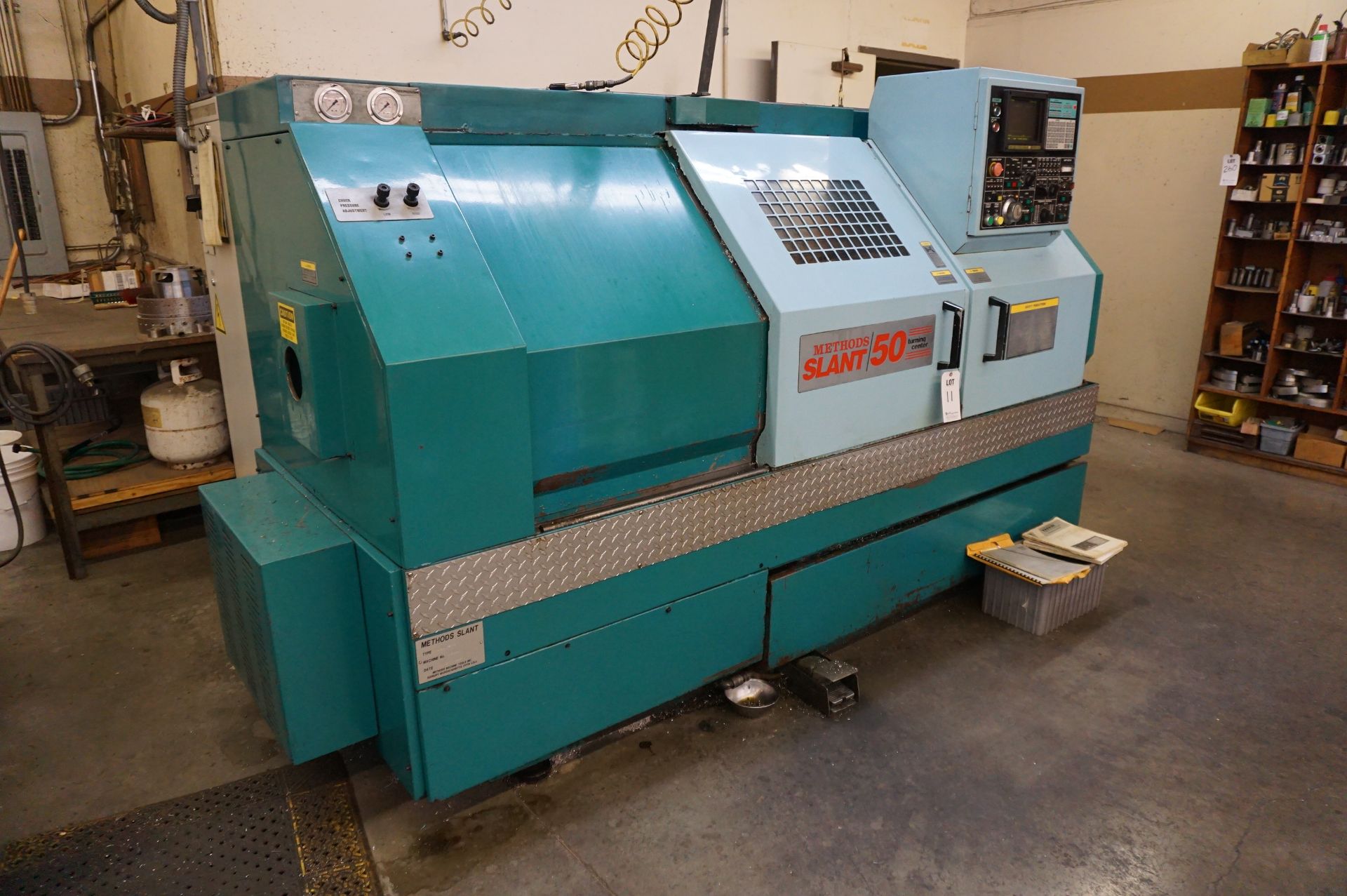 1993 METHODS SLANT 50 CNC TURNING CENTER, S/N 93034, MFG 6/1993, YASNAC LX-3 POWER SUPPLY, S/N