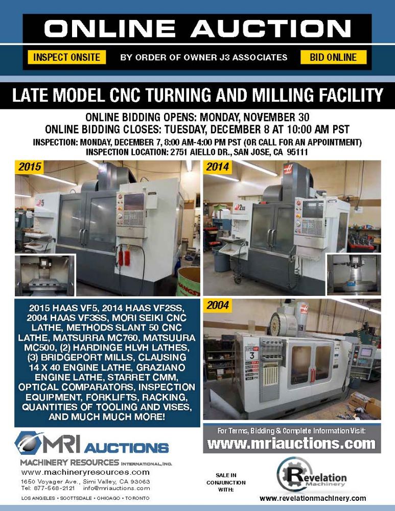 LATE MODEL CNC TURNING AND MILLING FACILITY