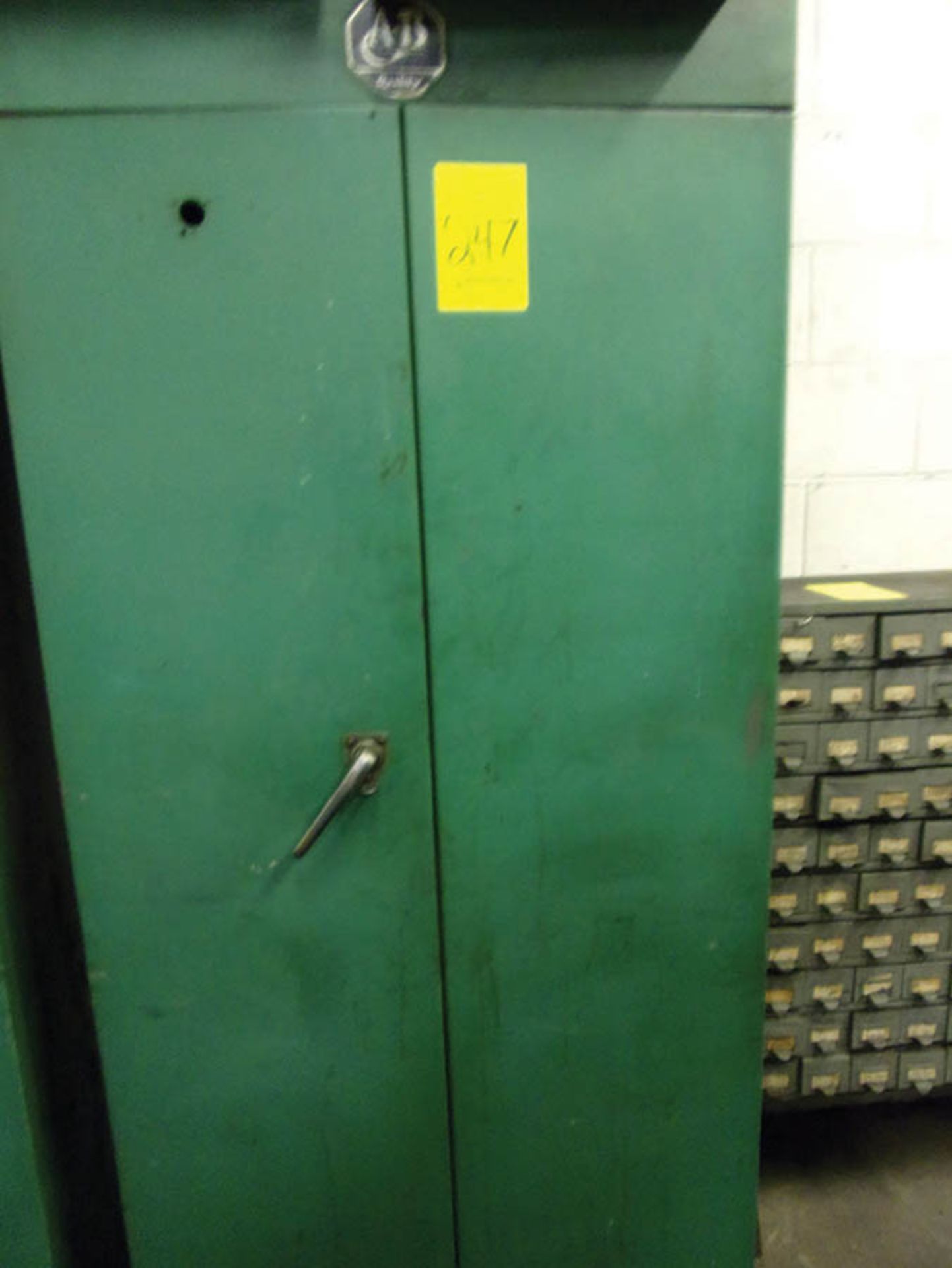 2-DOOR CABINET & BOLT BIN WITH CONTENTS; HEATERS AND CONTACTS