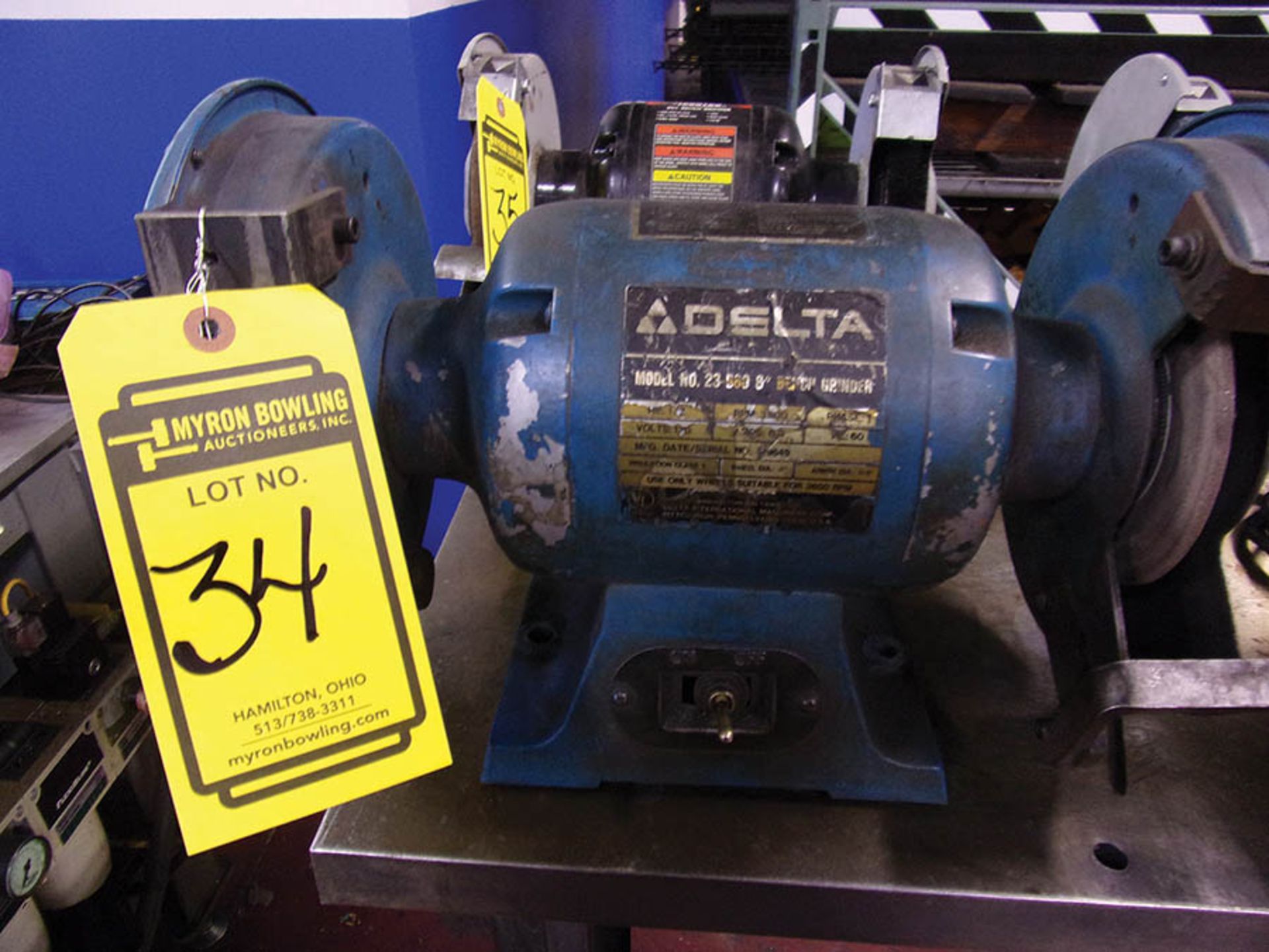 DELTA 8'' BENCH GRINDER; 1/2 HP, 3500 RPM, S/N P9649