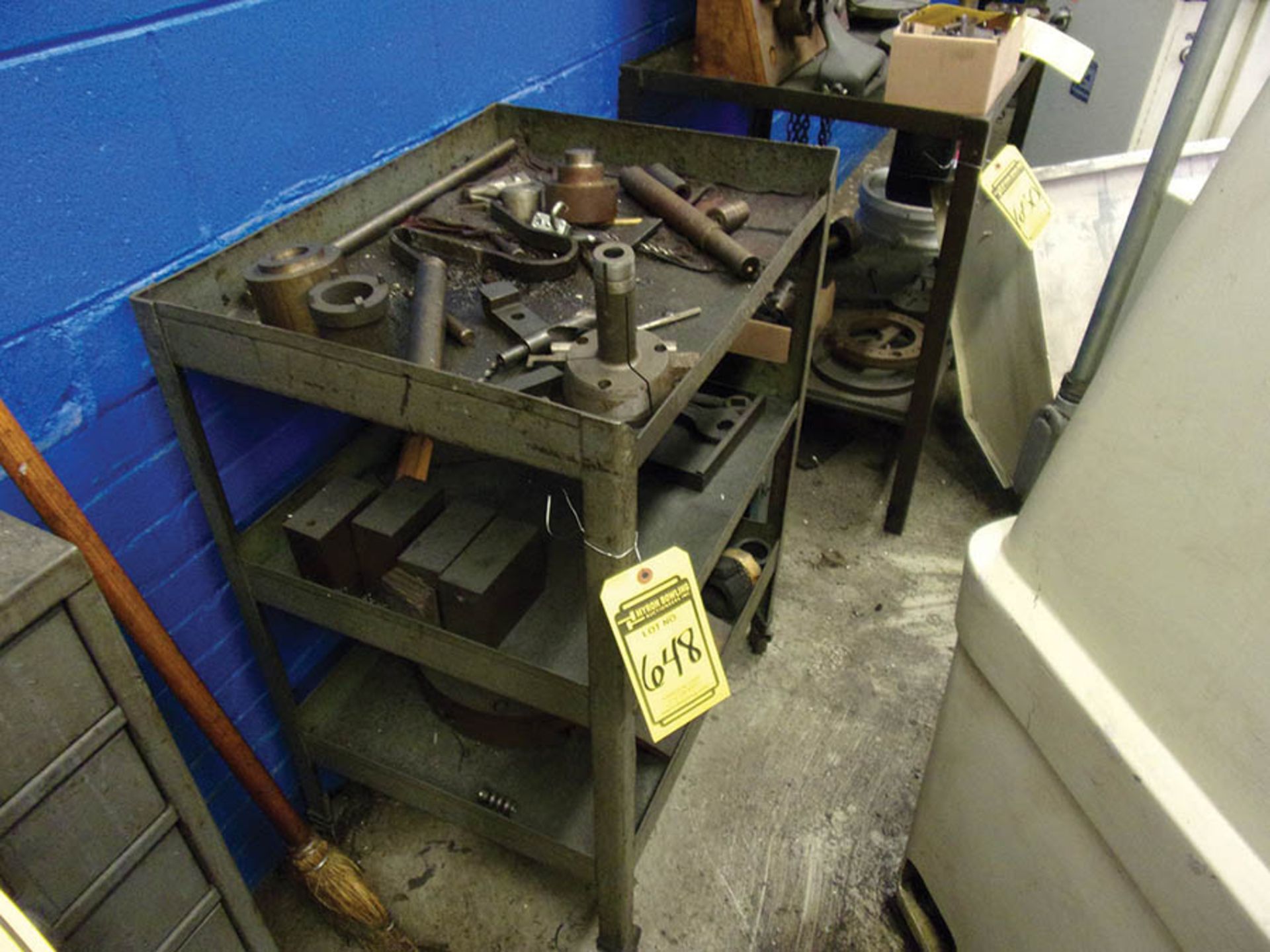 27-DRAWER CABINET WITH EYE BOLTS, HOLD DOWNS, BUSHINGS, AND CART WITH TOOLING - Image 2 of 3