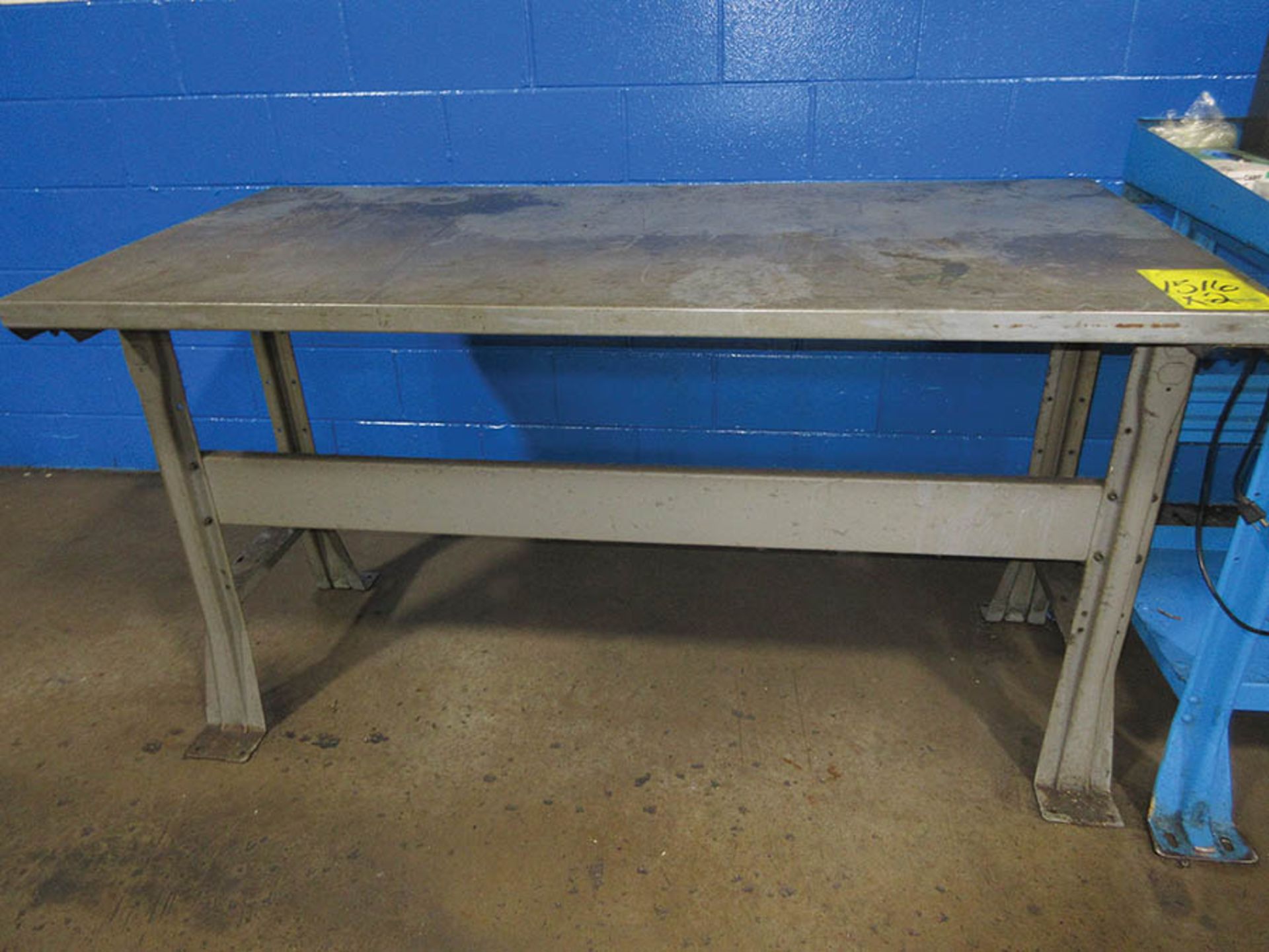 (2) WORKBENCHES, (2) BENCH TOP DRILL/TAPPERS, PARTS BIN AND INSPECTION LIGHTS