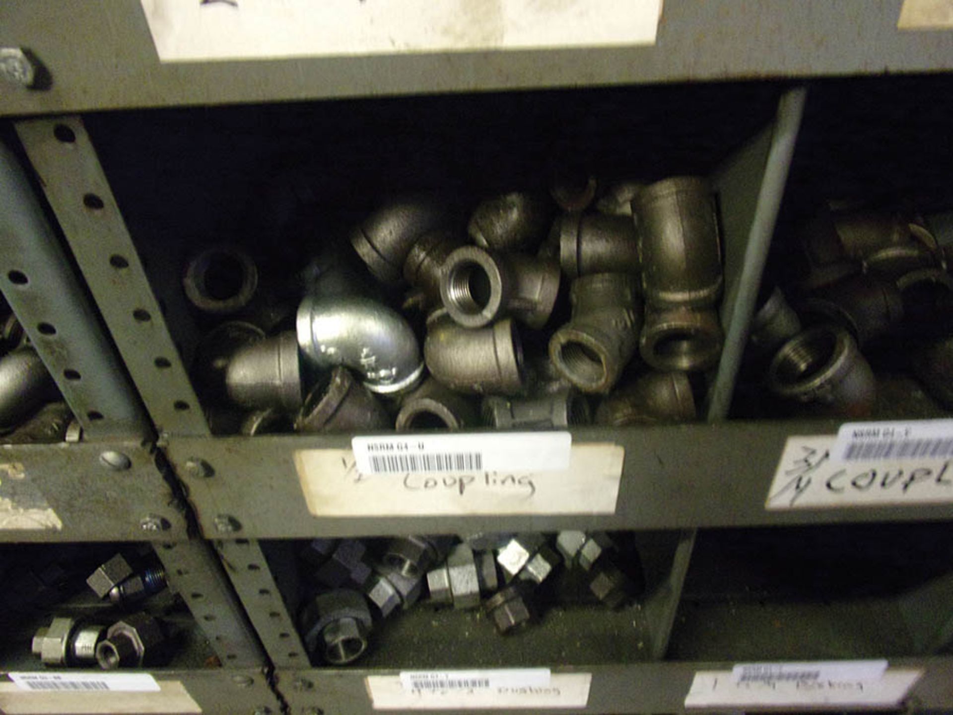 PARTS BIN WITH CONTENTS; COUPLINGS, UNIONS, AND ELBOWS - Image 4 of 5