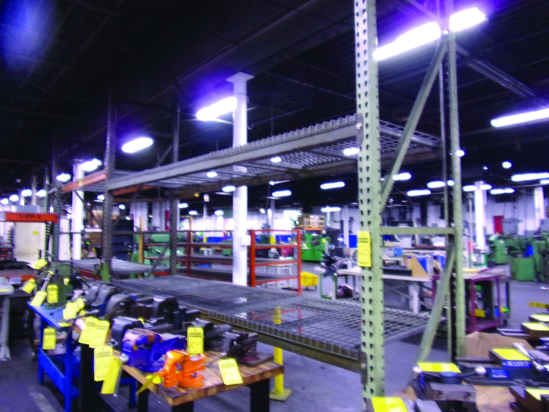 (2) SECTIONS OF TEARDROP STYLE PALLET RACKING; (3) APPROX. 11' UPRIGHTS, (8) 9' X 12' CROSSBEAMS, (