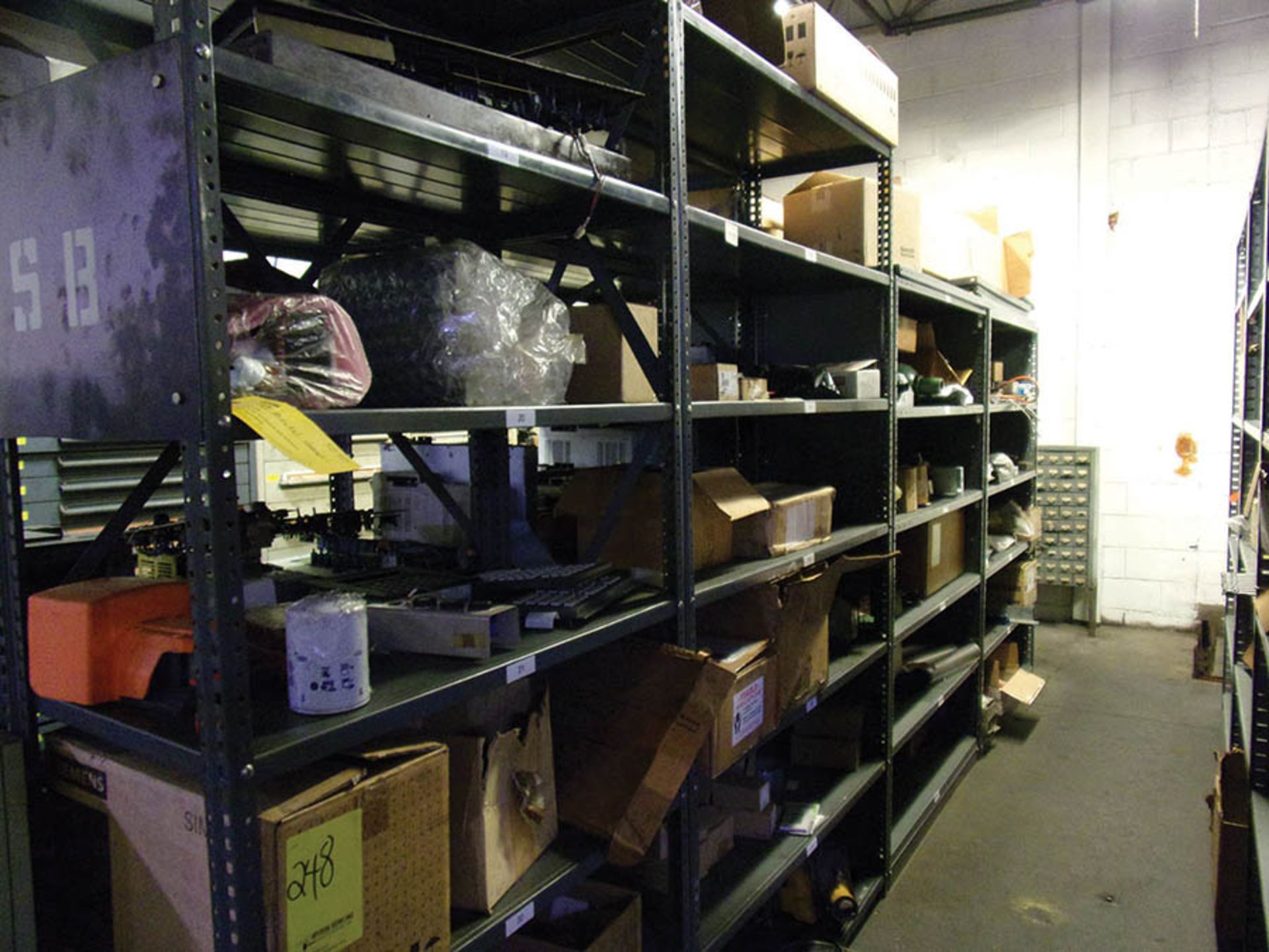 (8) SECTIONS OF SHELVING; 18'' X 48'' X 60'' & 76''