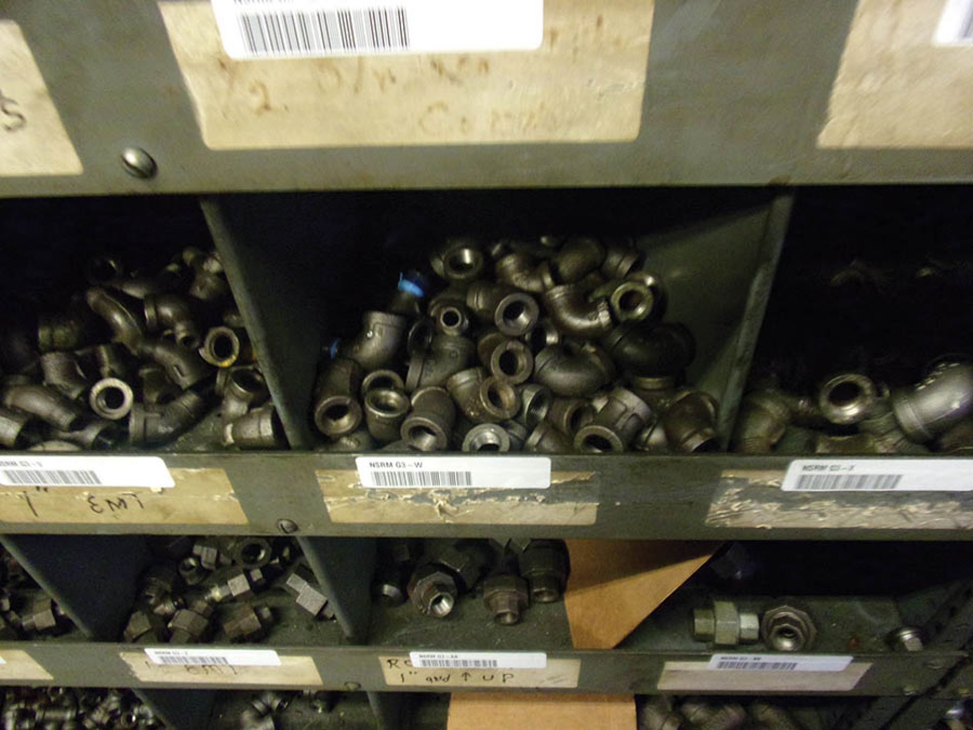 PARTS BIN WITH CONTENTS; COUPLINGS, UNIONS, AND ELBOWS - Image 2 of 5
