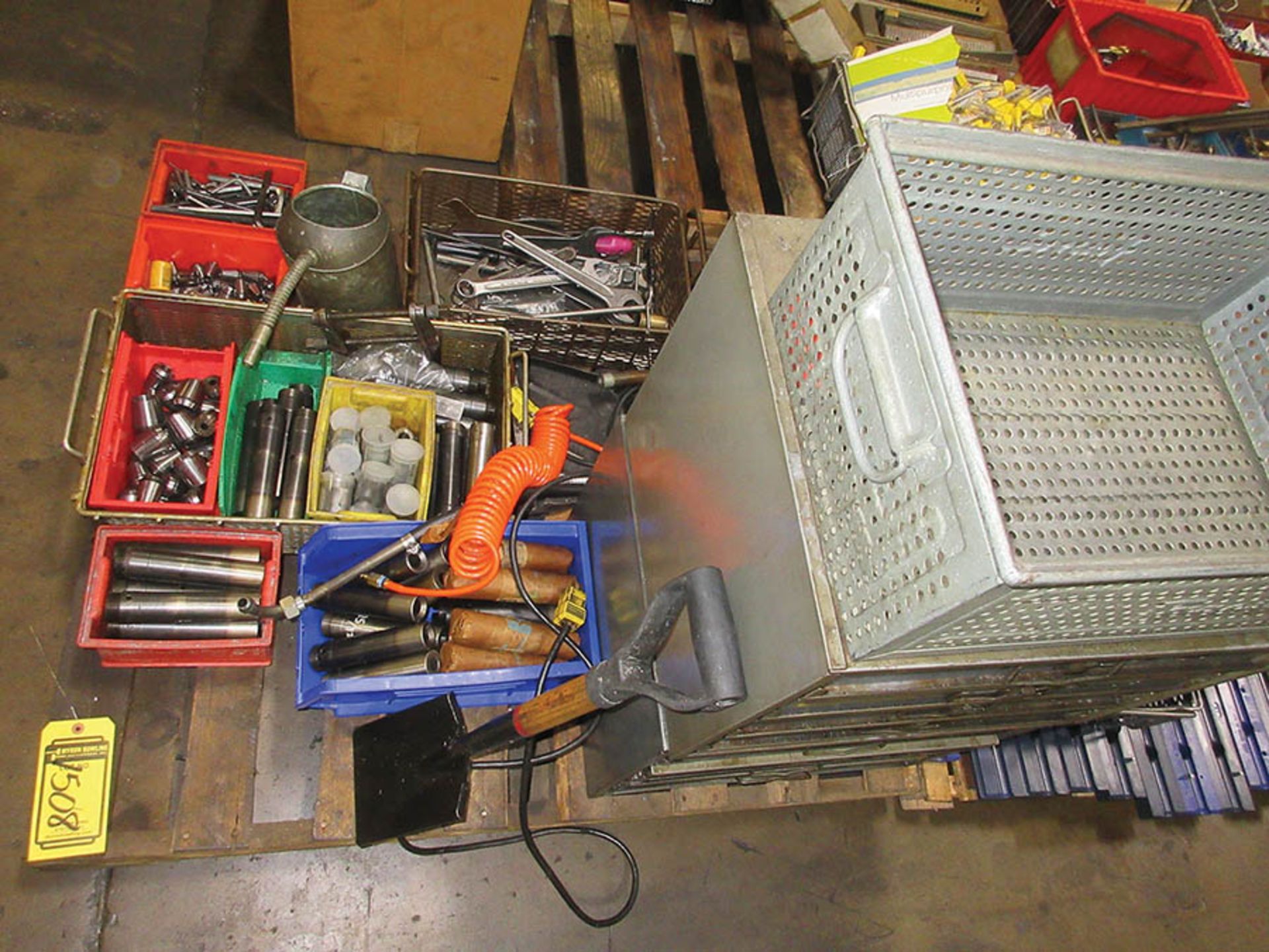 PALLET WITH TOOLS, TOOLING, PARTS BINS
