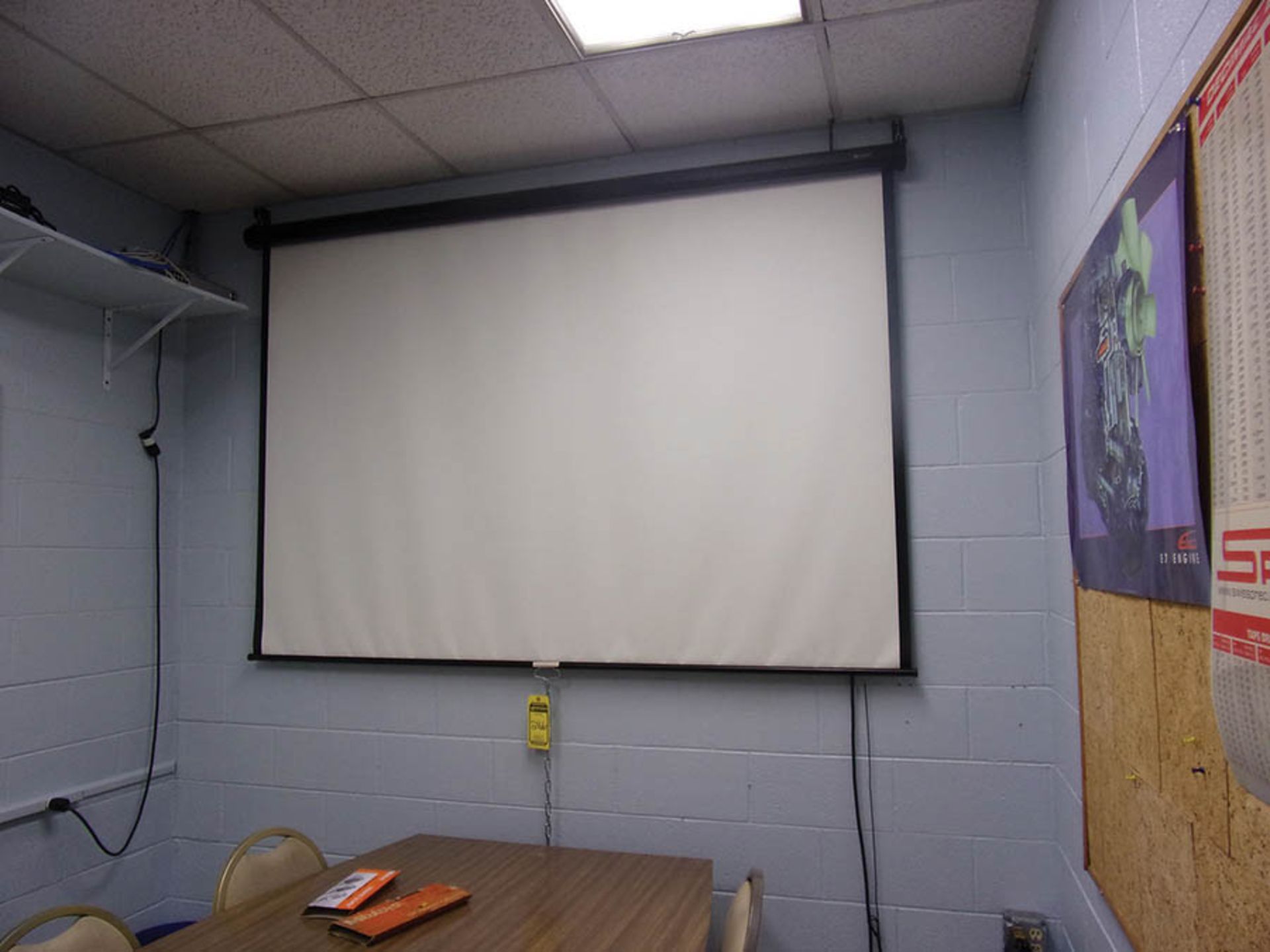 TABLE, (6) CHAIRS, POLYCOM PHONE, AND PROJECTOR SCREEN - Image 2 of 2