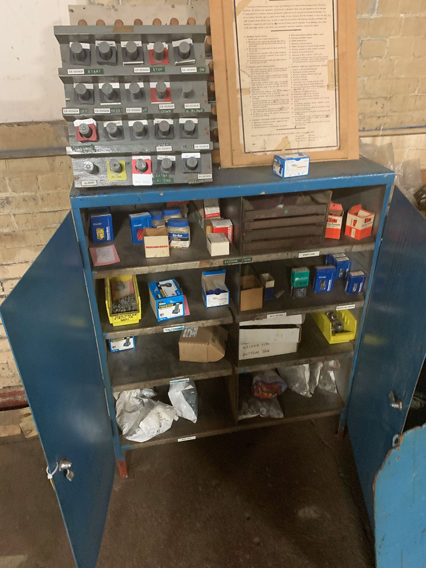 CABINET AND CONTENTS OF ELECTRICAL CAP OFFS