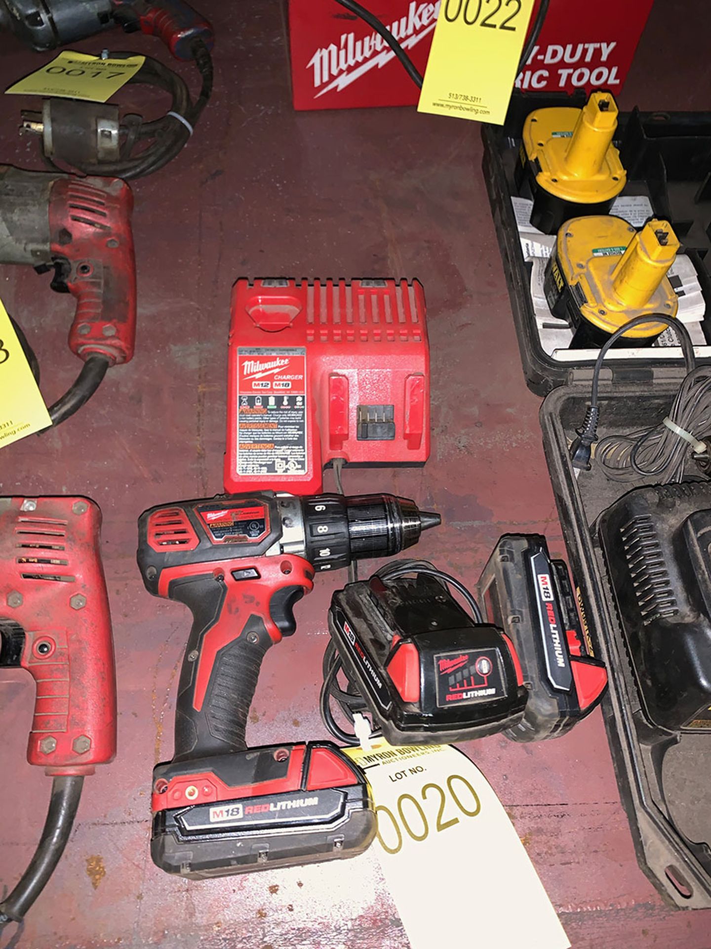 MILWAUKEE CORDLESS DRILL WITH BATTERIES AND CHARGER