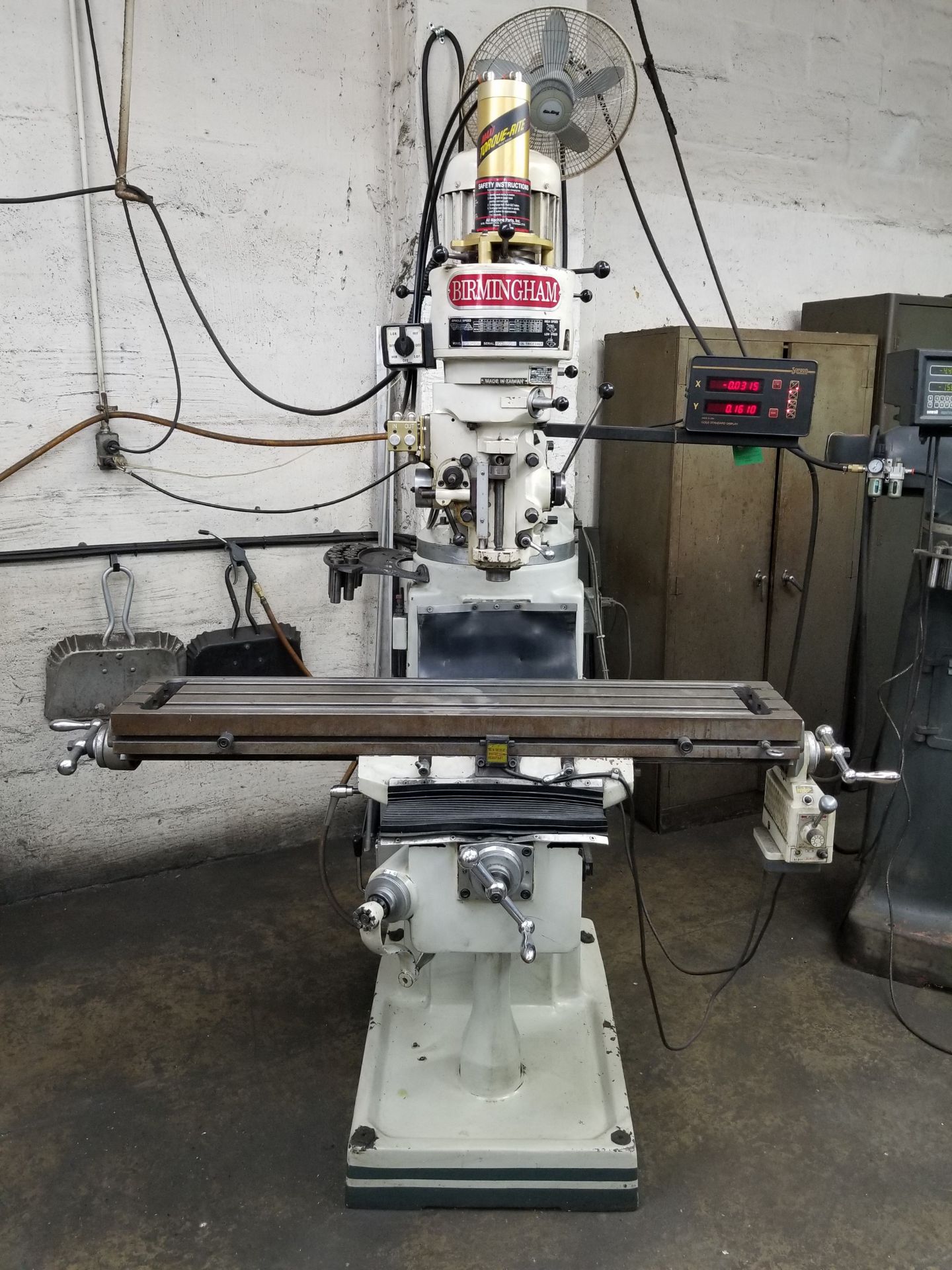 BIRMINGHAM VERTICAL MILLING MACHINE; MODEL BPS-1649, S/N 002235, 49'' X 9'' TABLE, POWER FEED ON - Image 7 of 9