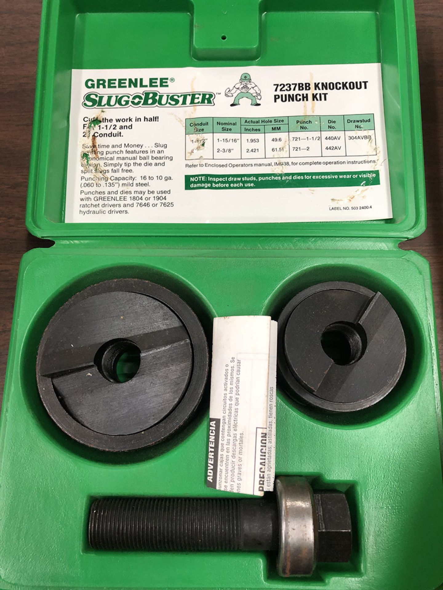 GREENLEE SLUG BUSTER KNOCKOUT PUNCH KIT; 7237BB