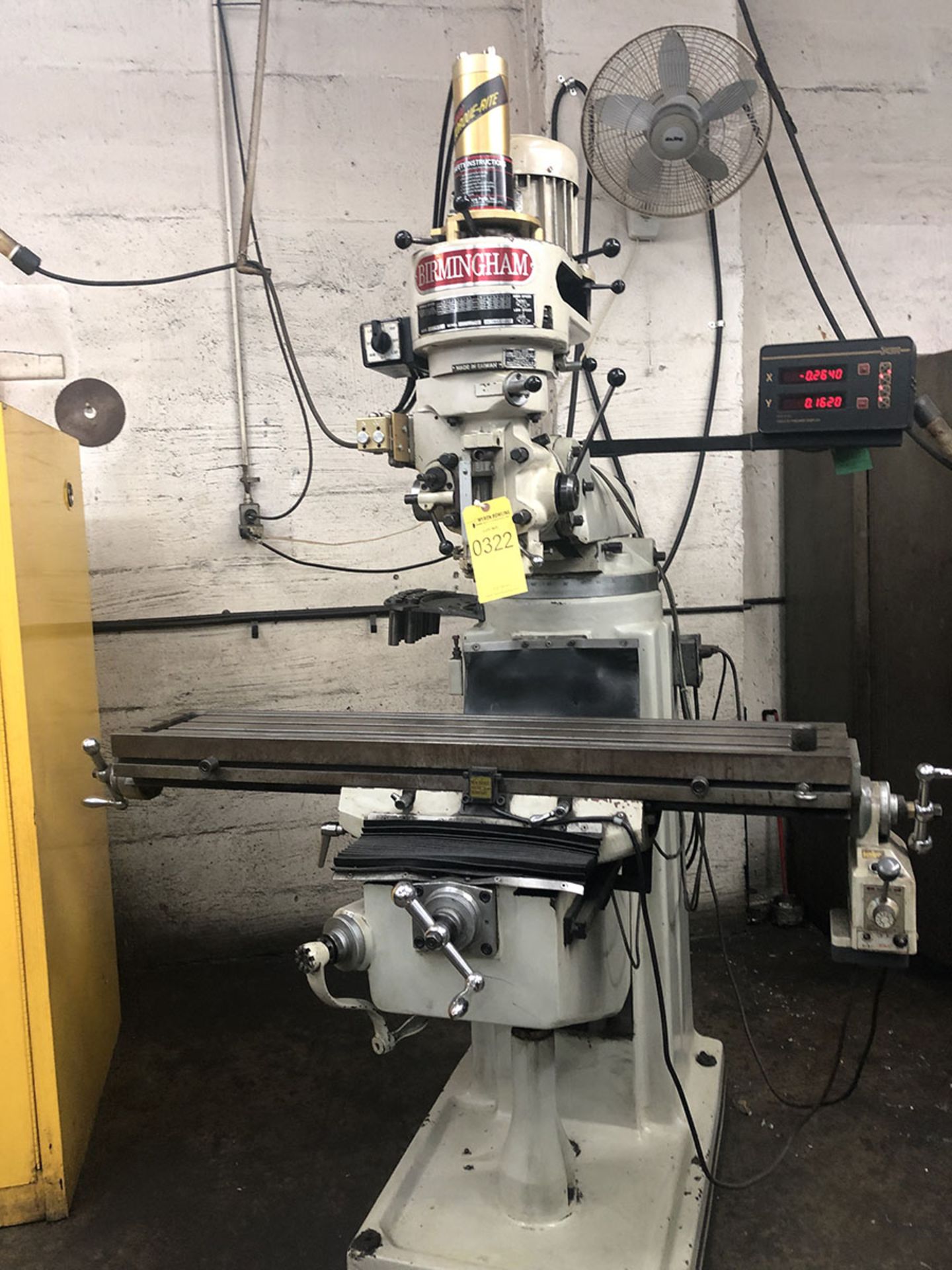 BIRMINGHAM VERTICAL MILLING MACHINE; MODEL BPS-1649, S/N 002235, 49'' X 9'' TABLE, POWER FEED ON - Image 4 of 9