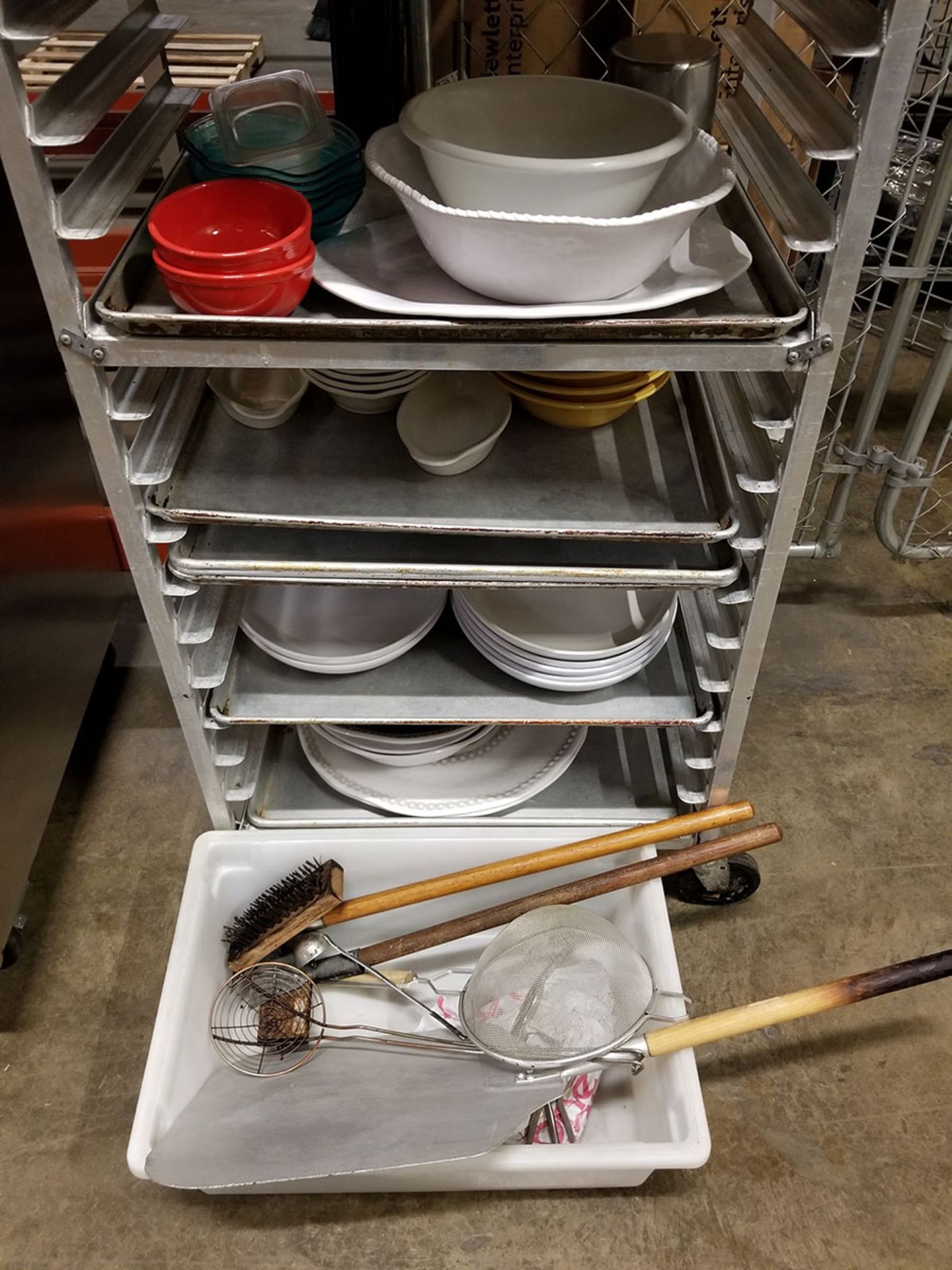 PAN CART WITH CONTENTS & ALL COMMERCIAL KITCHEN UTENSILS - Image 2 of 4