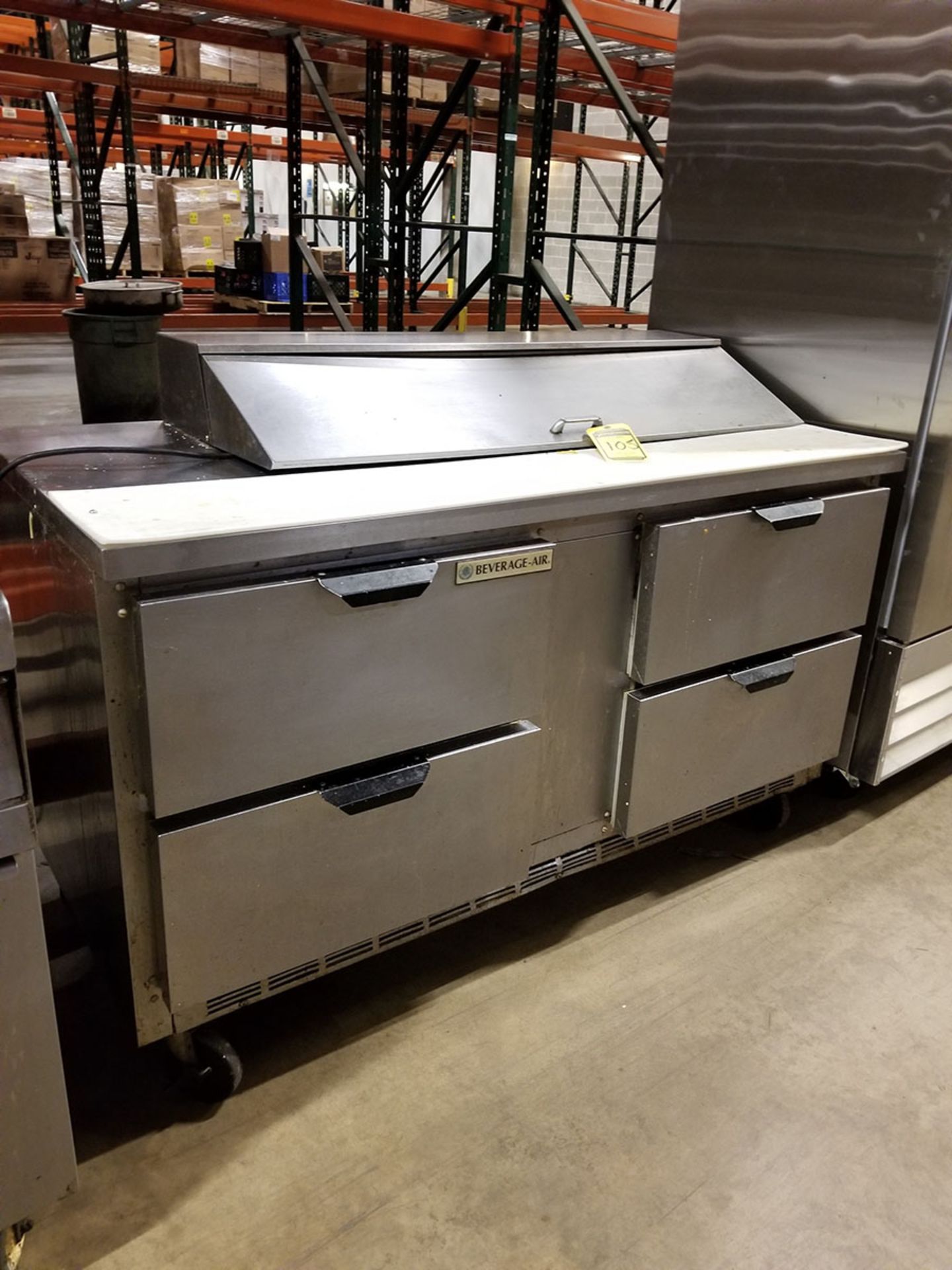 BEVERAGE AIR STAINLESS REFRIGERATED PREP STATION, 60’’ X 29’’ X 36’’, TOP COMPARTMENT, 4-DRAWER - Image 2 of 7