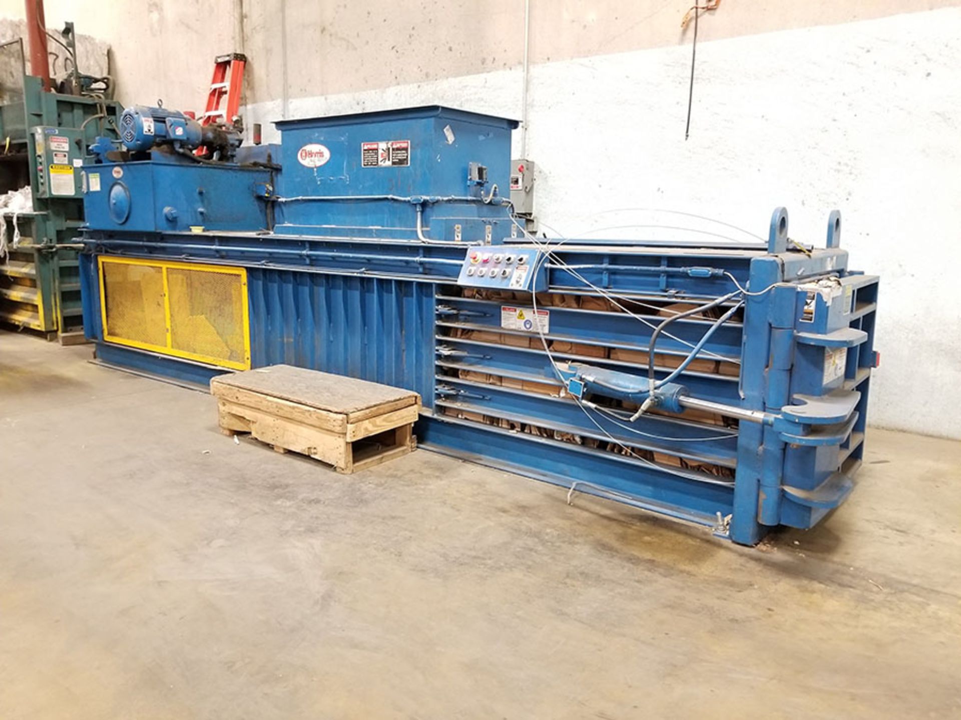 HARRIS HORIZONTAL CARDBOARD BALER, PLATEN FORWARD/REVERSE, TOP LOAD, MODEL HL-12HD, S/N 70628 - Image 2 of 14