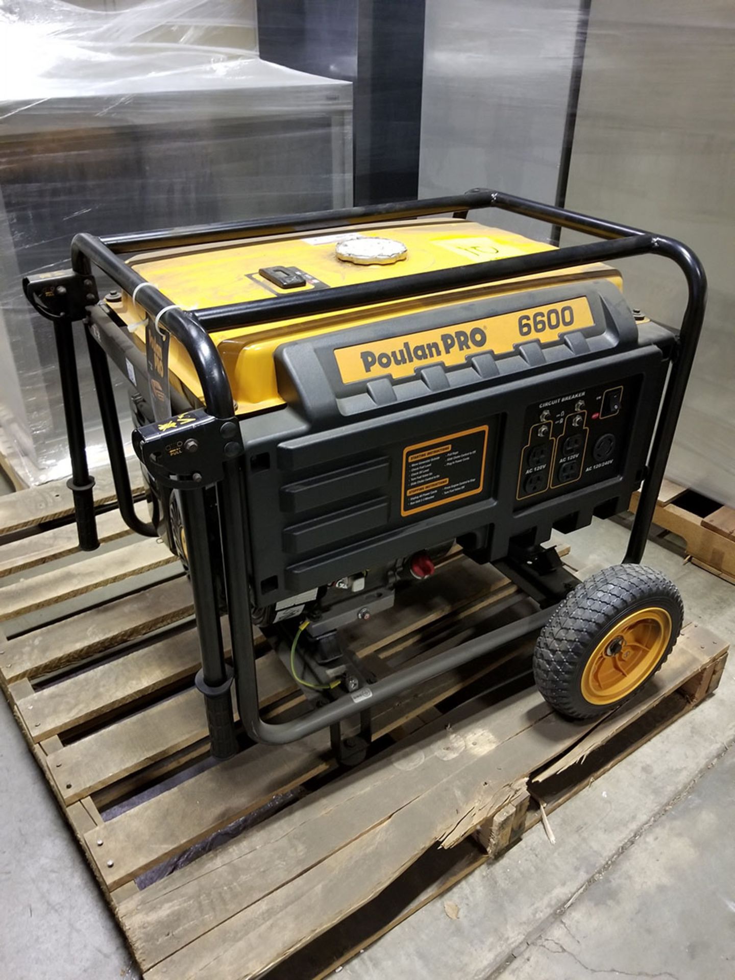 POULAN PRO 6600 PORTABLE GENERATOR- (4) 110V PLUGS, (1) 120/240V, GAS POWERED, MODEL PP6600, S/N - Image 2 of 6