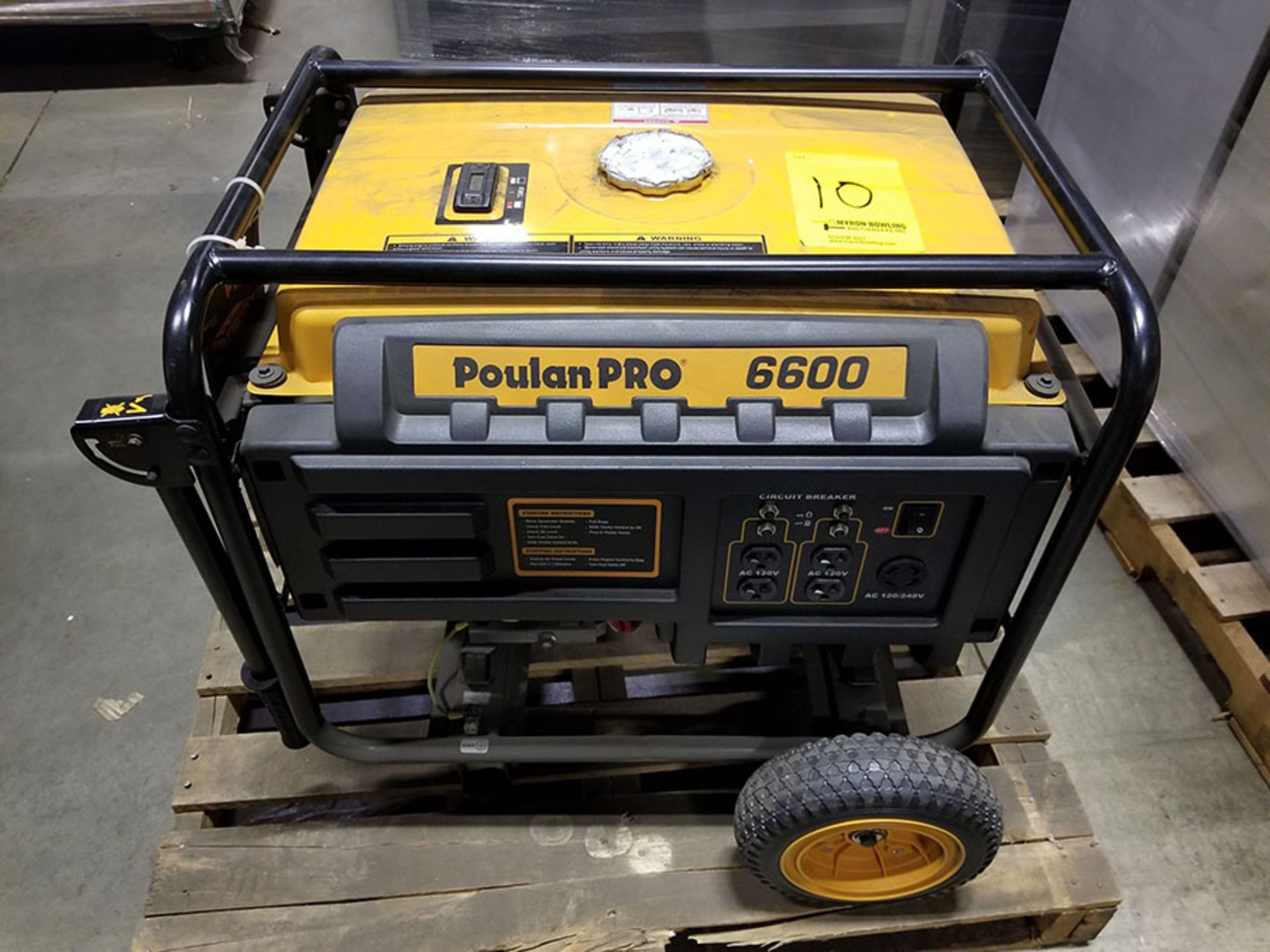 POULAN PRO 6600 PORTABLE GENERATOR- (4) 110V PLUGS, (1) 120/240V, GAS POWERED, MODEL PP6600, S/N