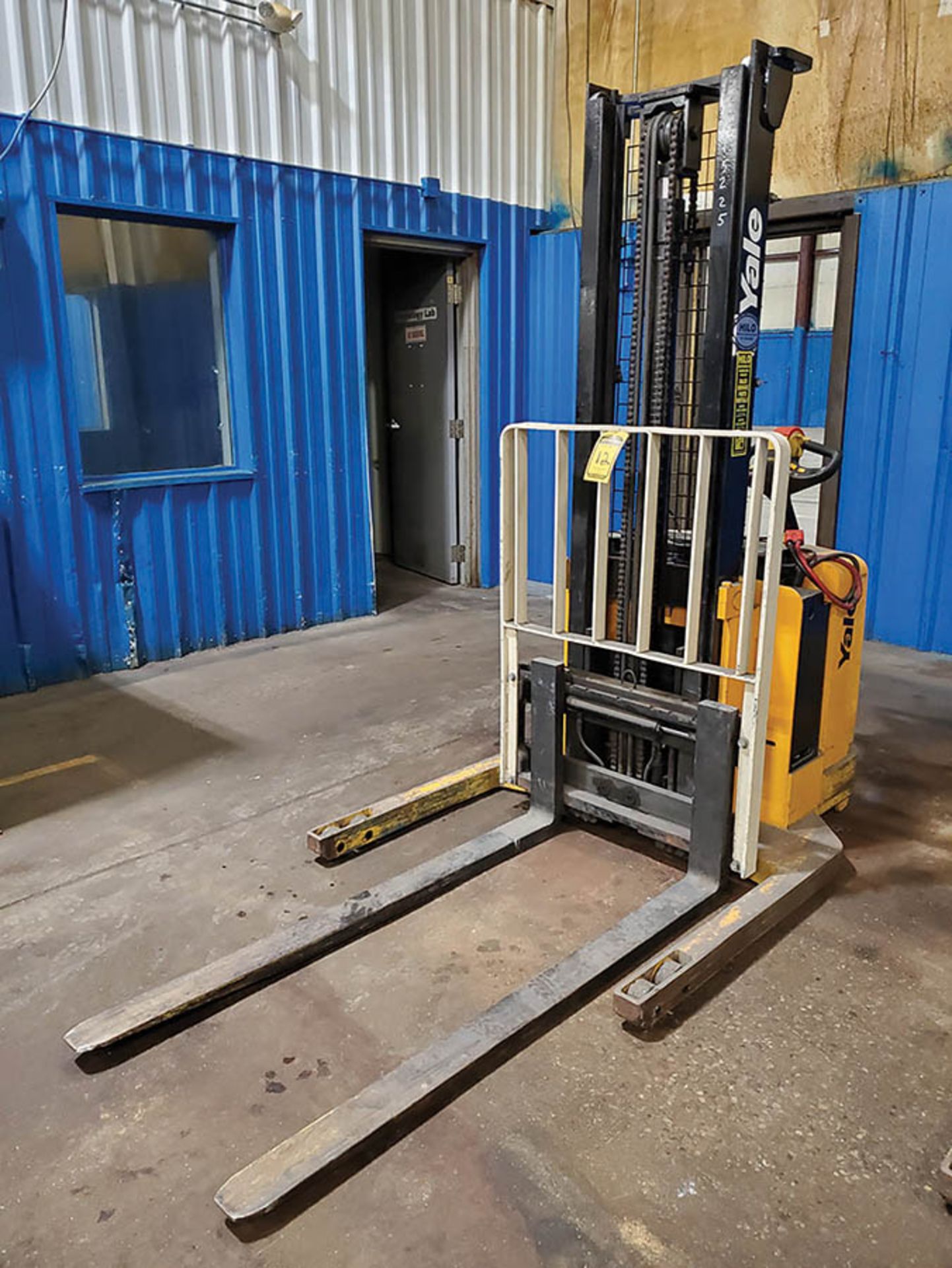 YALE 4,000 LB. ELECTRIC WALKIE STACKER, MODEL MSW040SEN24TV087, S/N C820N02162B, 24-VOLT, 130’’ LIFT