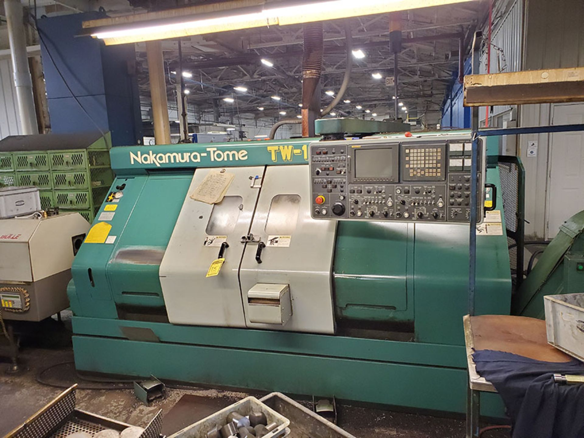 NAKAMURA-TOME TW-10 HORIZONTAL TURNING CENTER, FANUC SE CNC DRO CONTROL, DUAL TURRET SPINDLES, 12- - Image 6 of 23