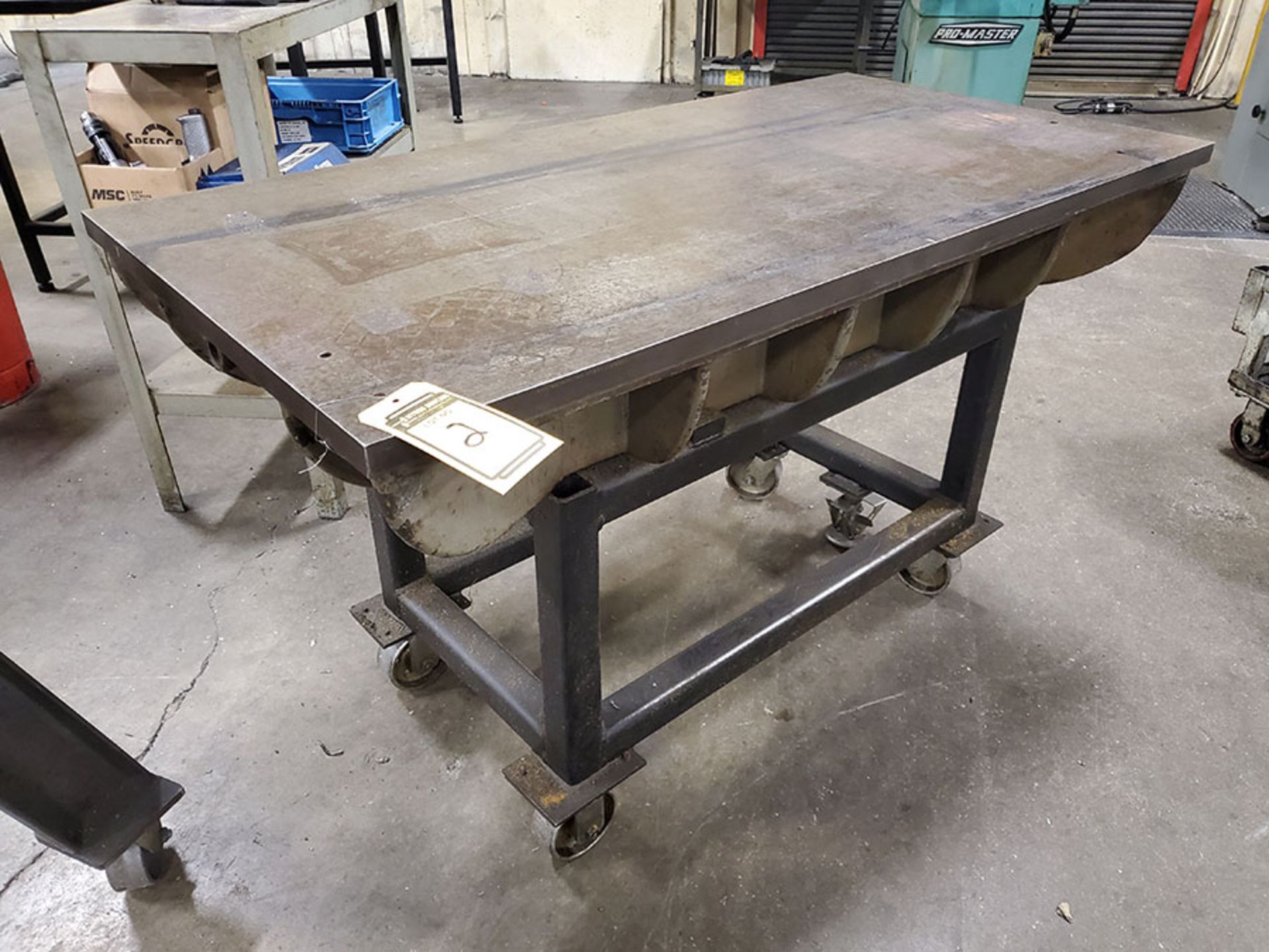 60’’ X 30’’ X 1 1/4’’ THICKNESS STEEL SURFACE RISER PLATE ON HEAVY DUTY ROLLING STEEL CART, HD - Image 3 of 6