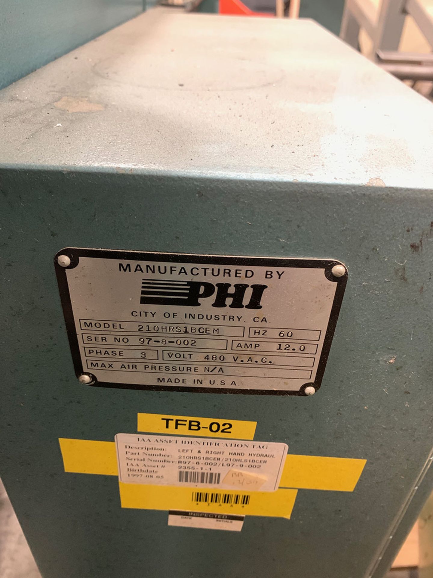 *LOCATED IN COLUMBUS, IN* PHI TUBE BENDER; MODEL 210HRS1BCEM, S/N 97-8-002, 3-PHASE, 480 VOLTS - Image 3 of 5