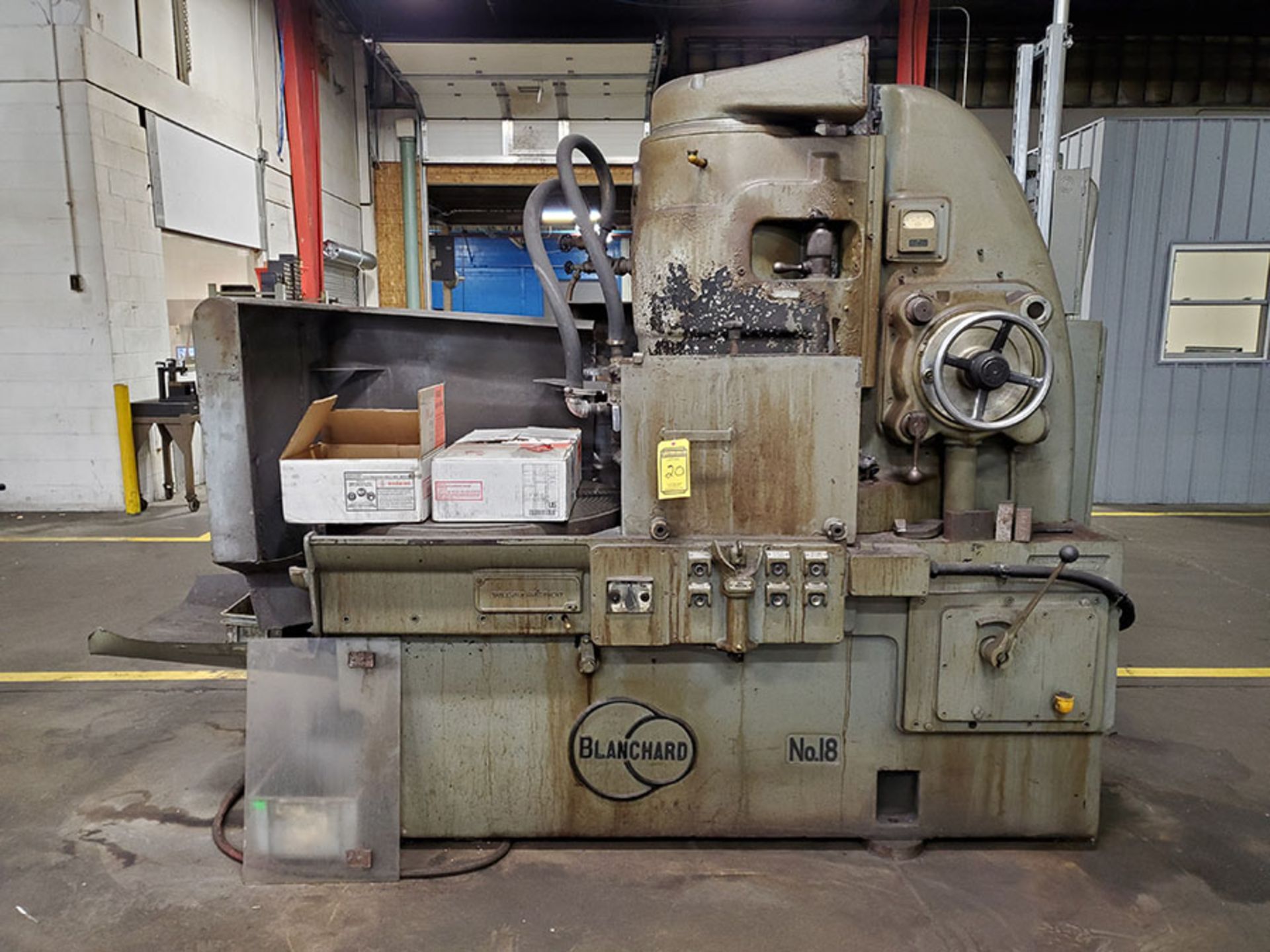 BLANCHARD NO. 18 3' HORIZONTAL ROTARY GRINDER, TABLE STOP ADJUSTMENT, (3) BOXES OF SPARE GRINDING - Image 2 of 17
