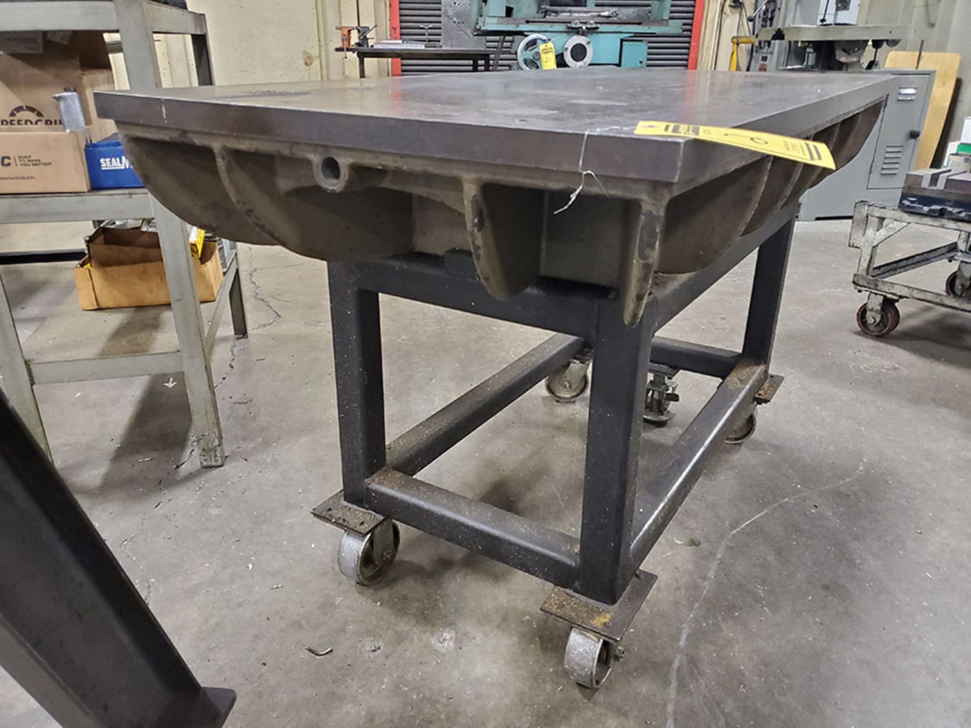 60’’ X 30’’ X 1 1/4’’ THICKNESS STEEL SURFACE RISER PLATE ON HEAVY DUTY ROLLING STEEL CART, HD - Image 6 of 6