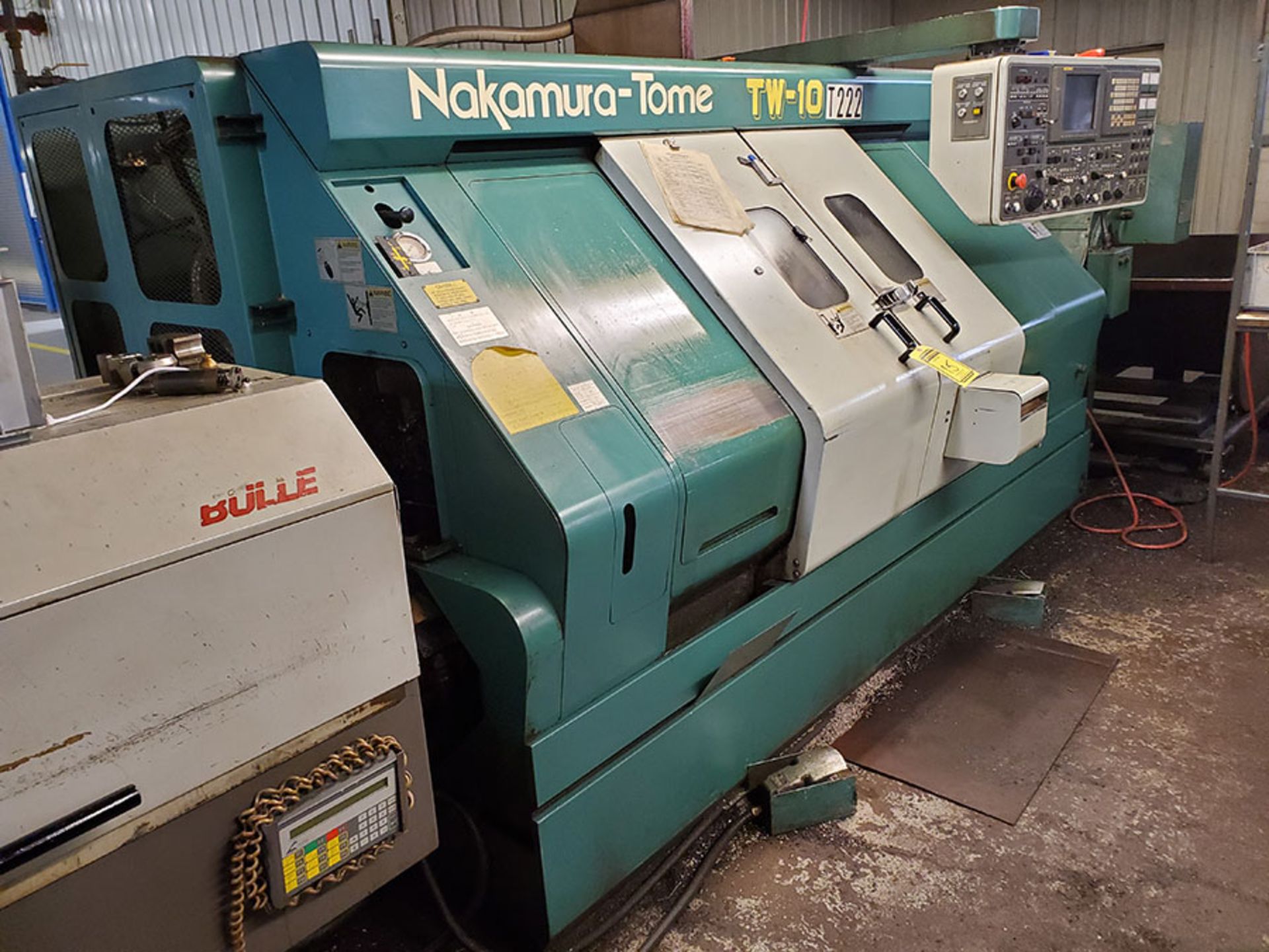 NAKAMURA-TOME TW-10 HORIZONTAL TURNING CENTER, FANUC SE CNC DRO CONTROL, DUAL TURRET SPINDLES, 12- - Image 3 of 23