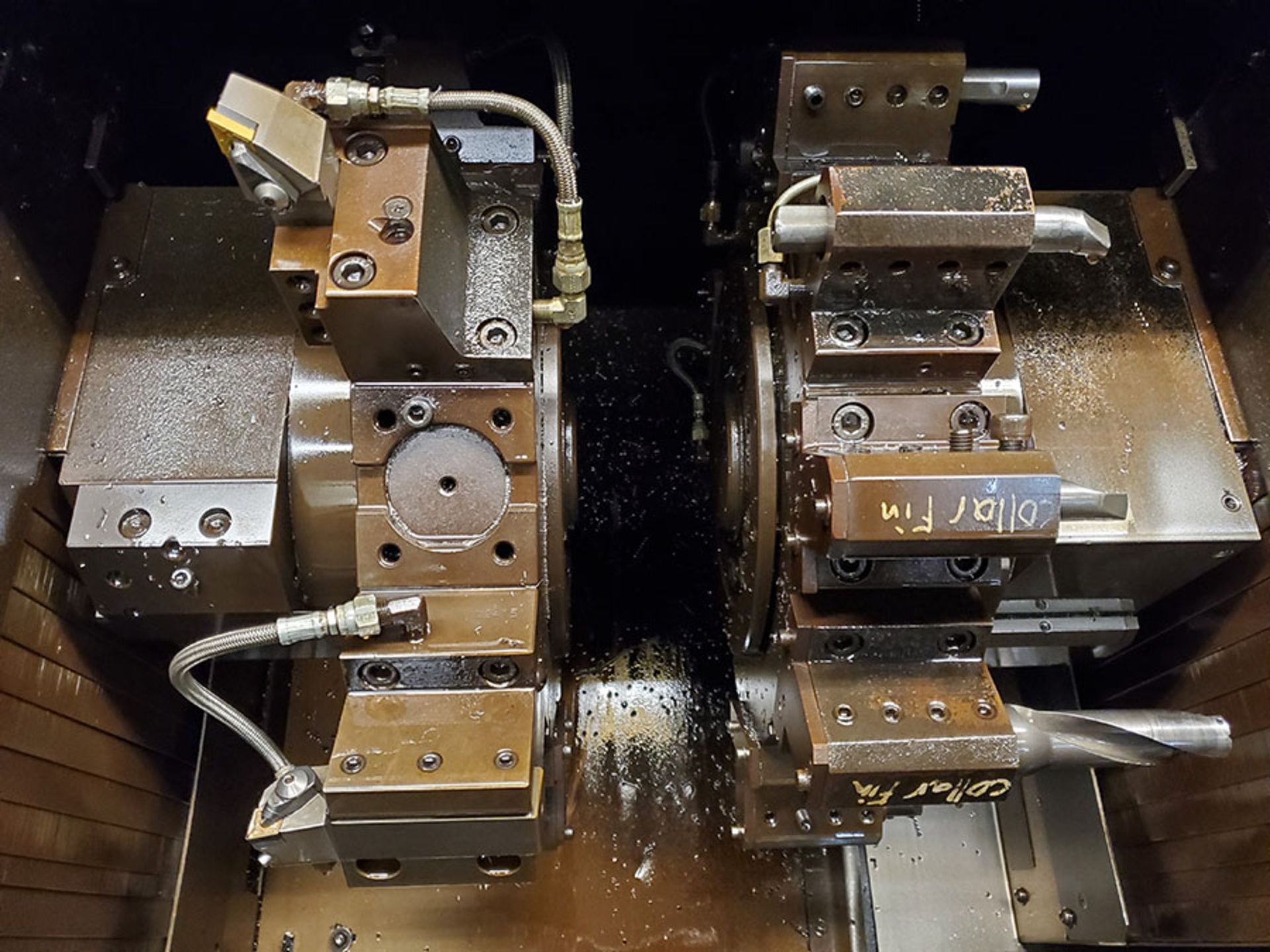 NAKAMURA-TOME TW-10 HORIZONTAL TURNING CENTER, FANUC SE CNC DRO CONTROL, DUAL TURRET SPINDLES, 12- - Image 12 of 23