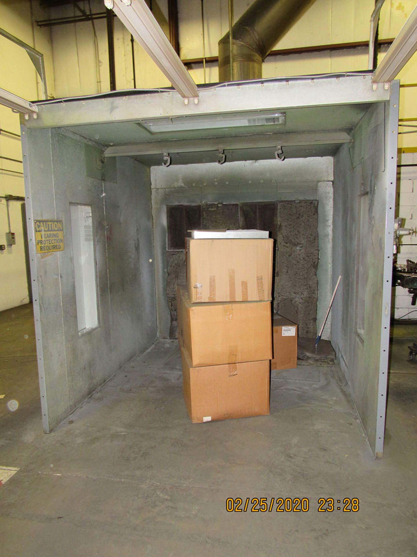 DEVILBISS PRO CLEAN PAINT ARRESTOR SPRAY BOOTH; 8' W X 9' D WITH FILTER & EXHAUST SYSTEM BEHIND