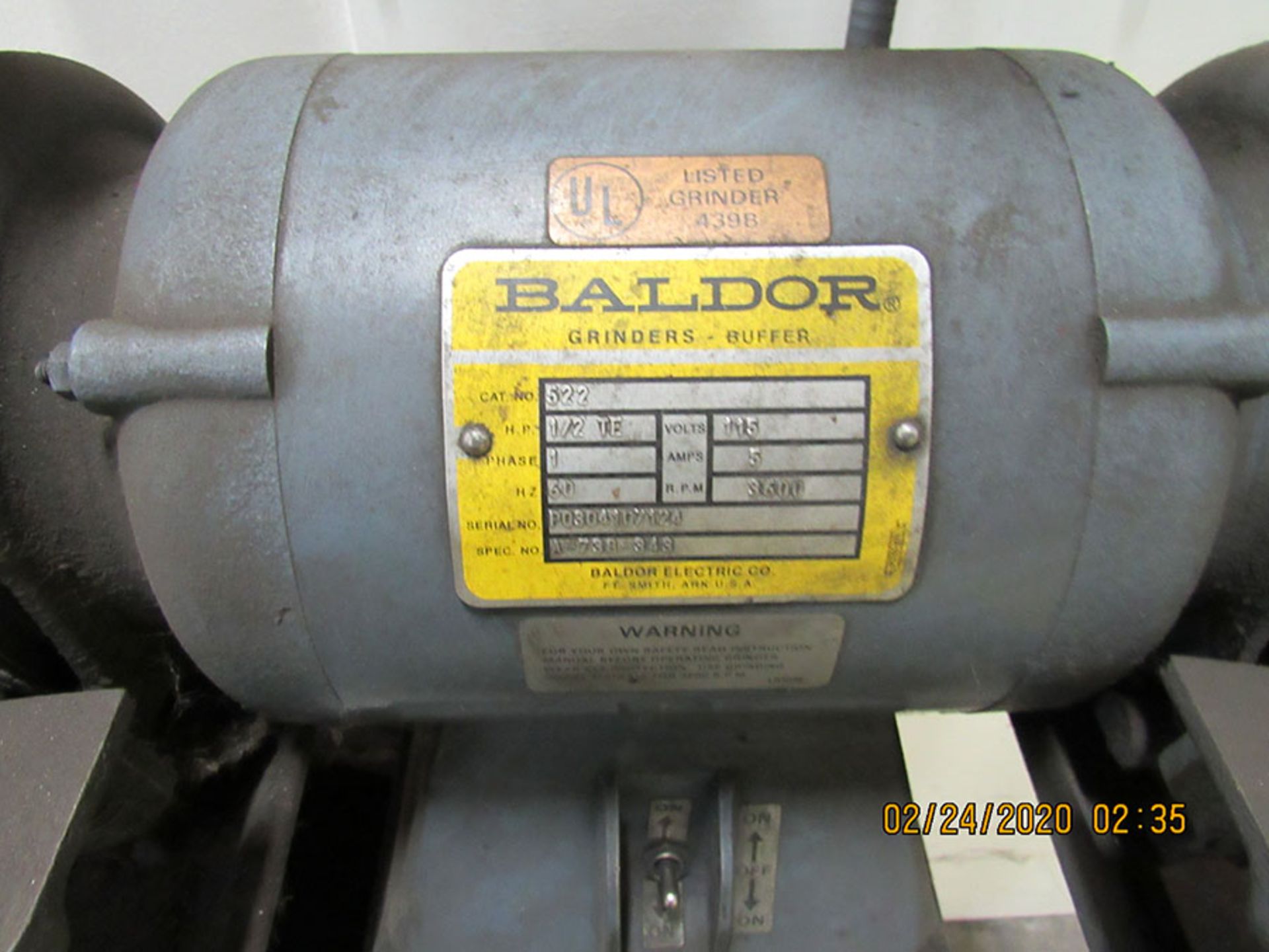 BALDOR 1/2 HP 6'' CARBIDE TOOL SHARPENER - Image 2 of 2