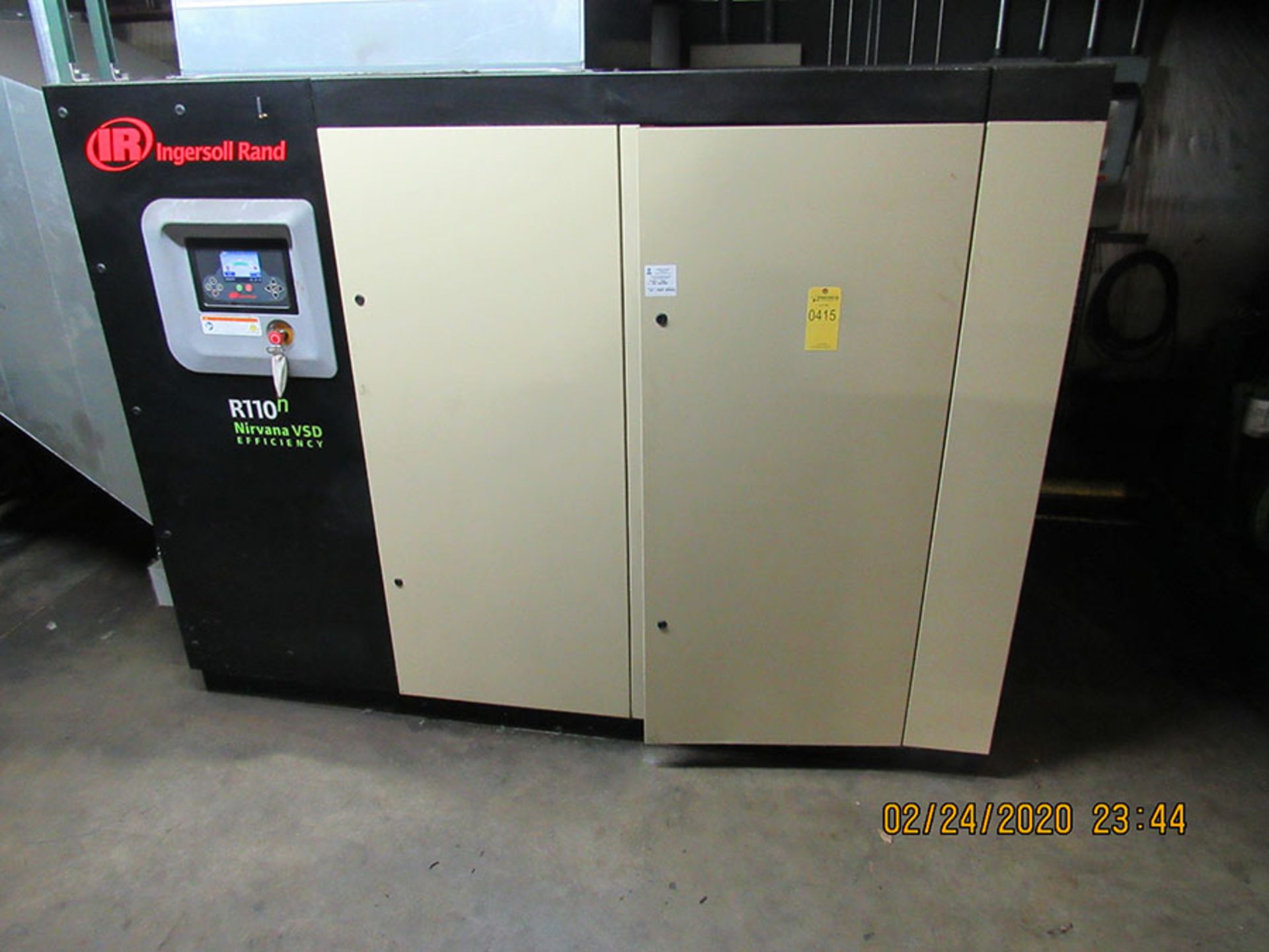 INGERSOLL RAND 150-HP AIR COMPRESSOR; MODEL R110N-A, VARIABLE SPEED, S/N VN1832U15049, EFFICIENCY