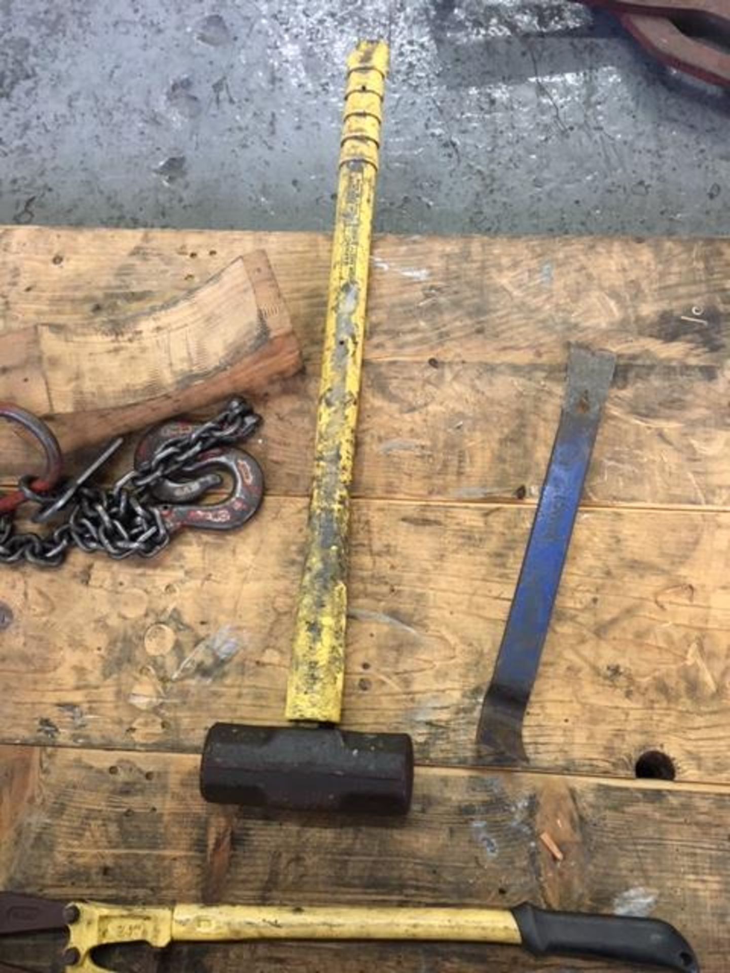 BOLT CUTTERS, CROWBARS, SLEDGE HAMMER, AND FLAT BAR - Image 2 of 3