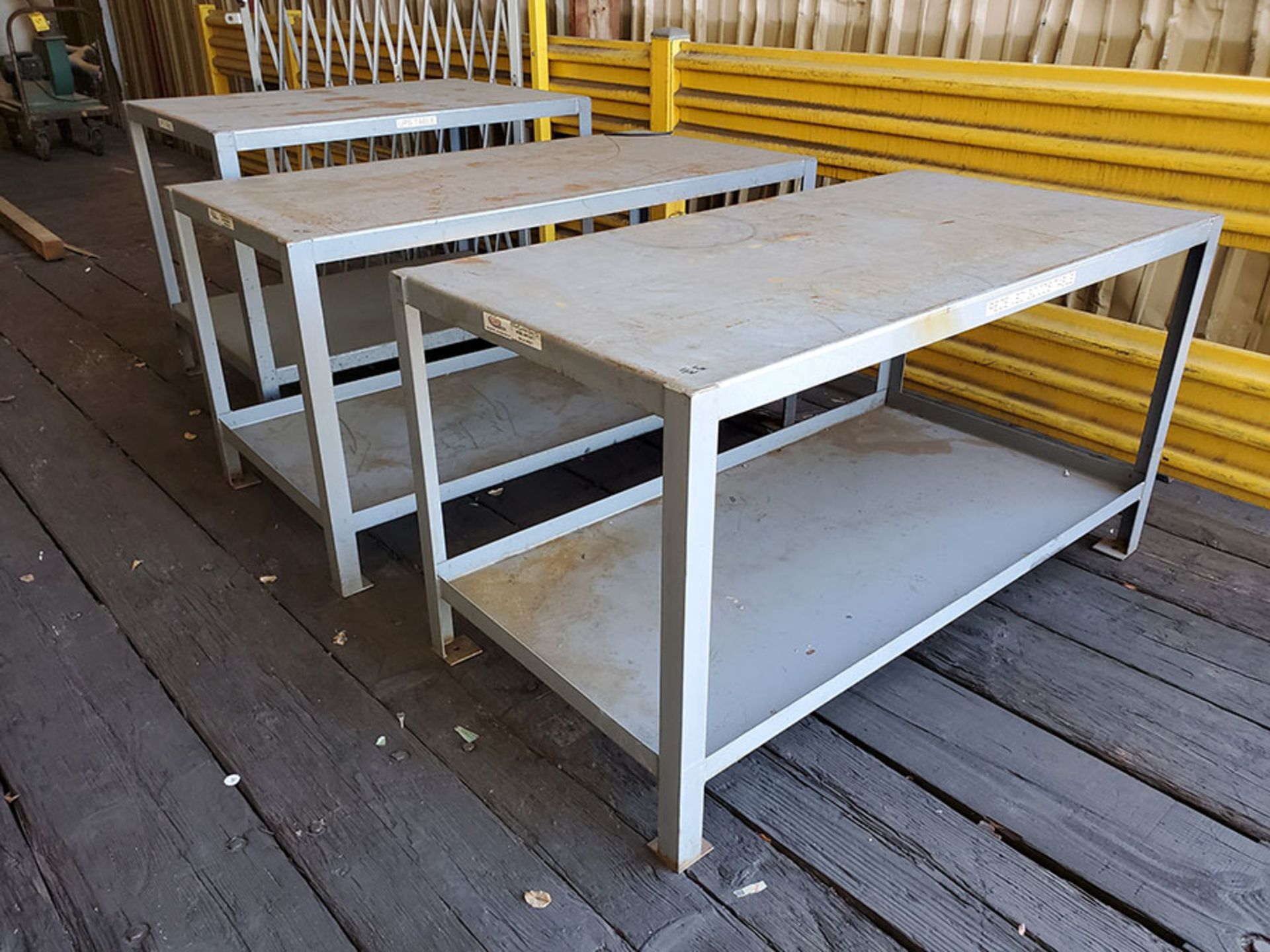 (3) 4'X 4' X 3' STEEL TABLES & (2) SECTIONS FREE STANDING CANTILEVER RACK, 16' WIDE EACH, 5,700 - Image 6 of 10