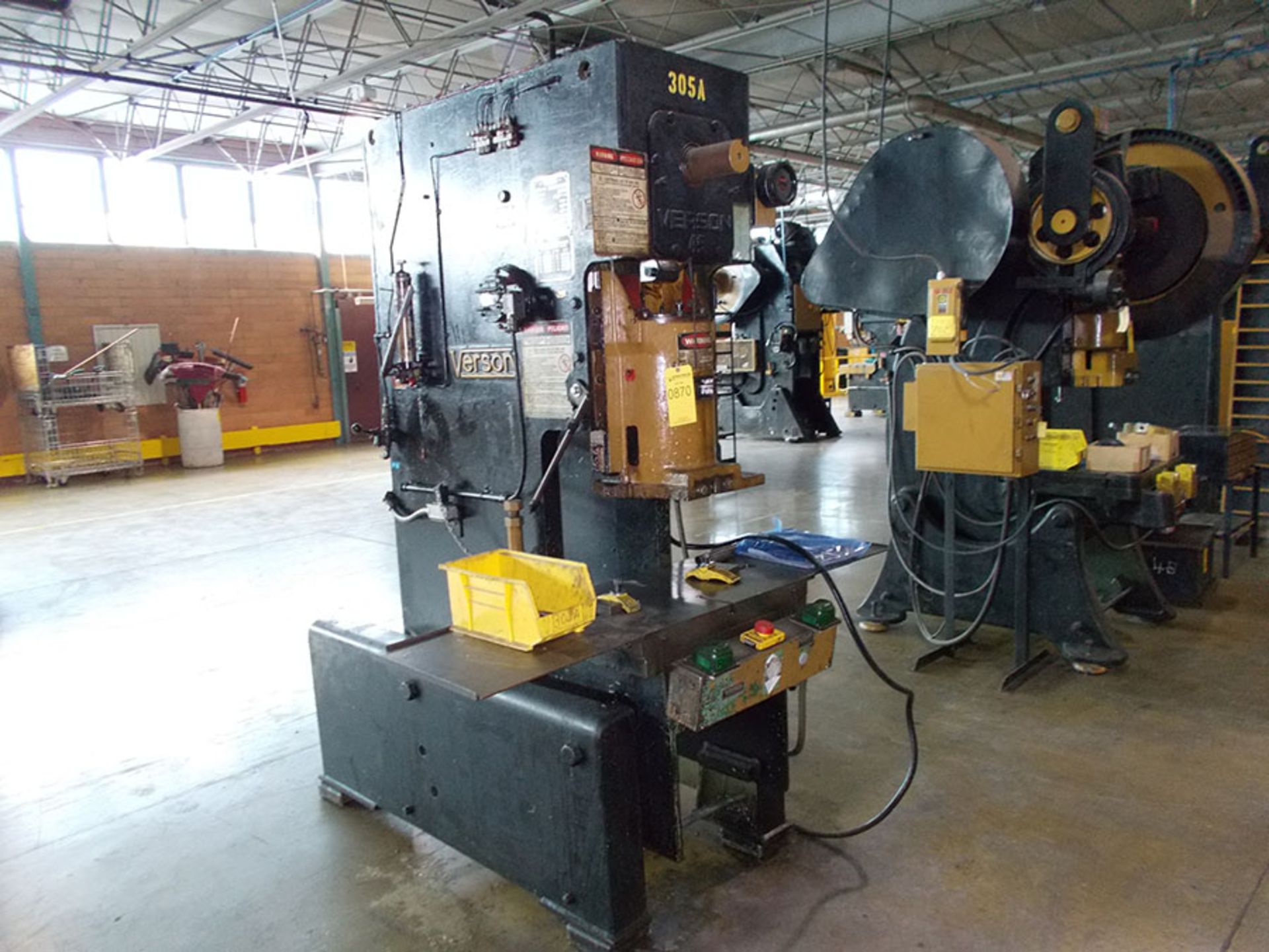 VERSON 45-TON OBI PRESS; MODEL D-45-OBI, S/N 22659, 3'' STROKE, 13'' SHUT HEIGHT, 2 1/2''