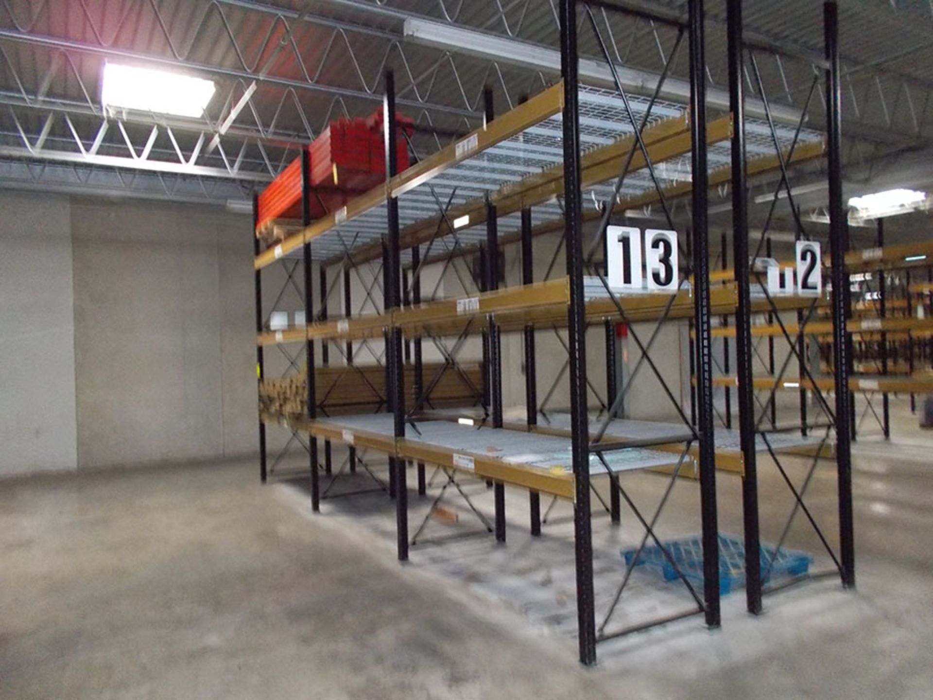 (6) SECTIONS OF PALLET RACK; (8) 14' X 42'' UPRIGHTS, (36) 8' X 5'' X 2 1/2'' CROSSBEAMS, (36)