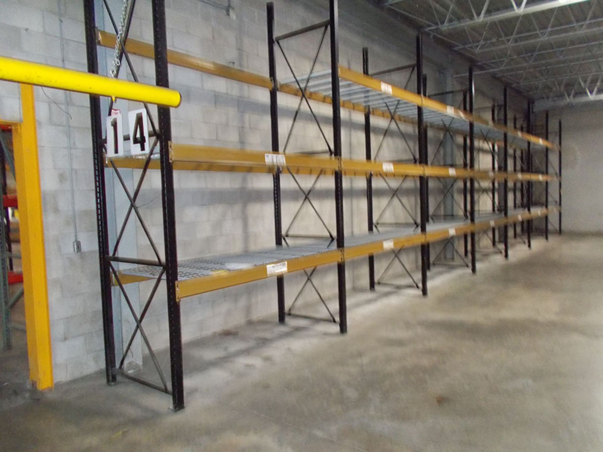 (7) SECTIONS OF PALLET RACK; (8) 14' X 42'' UPRIGHTS, (40) 8' X 5'' X 2 1/2'' CROSSBEAMS, (40)
