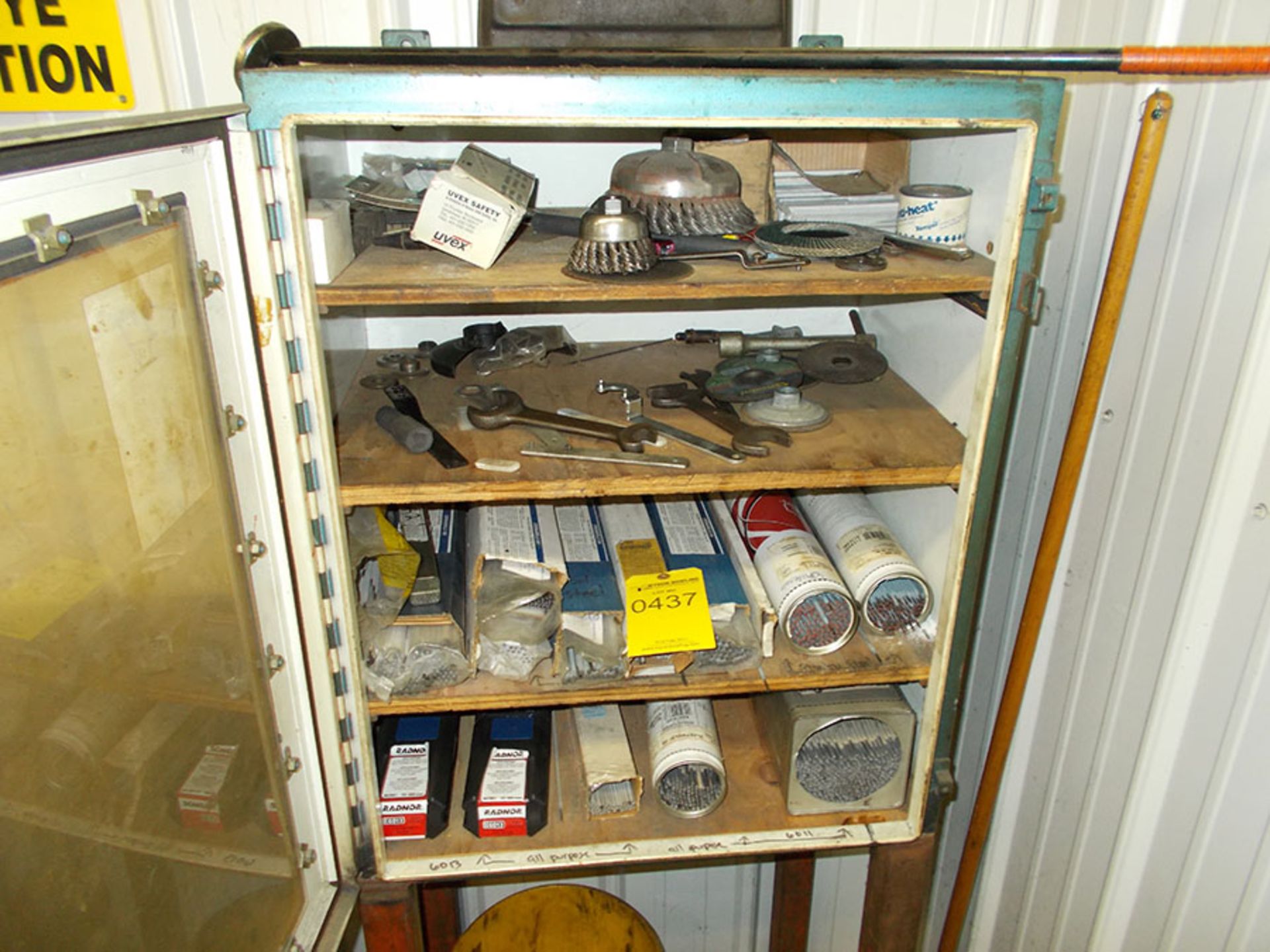 CABINET WITH WELDING ROD & TOOLS