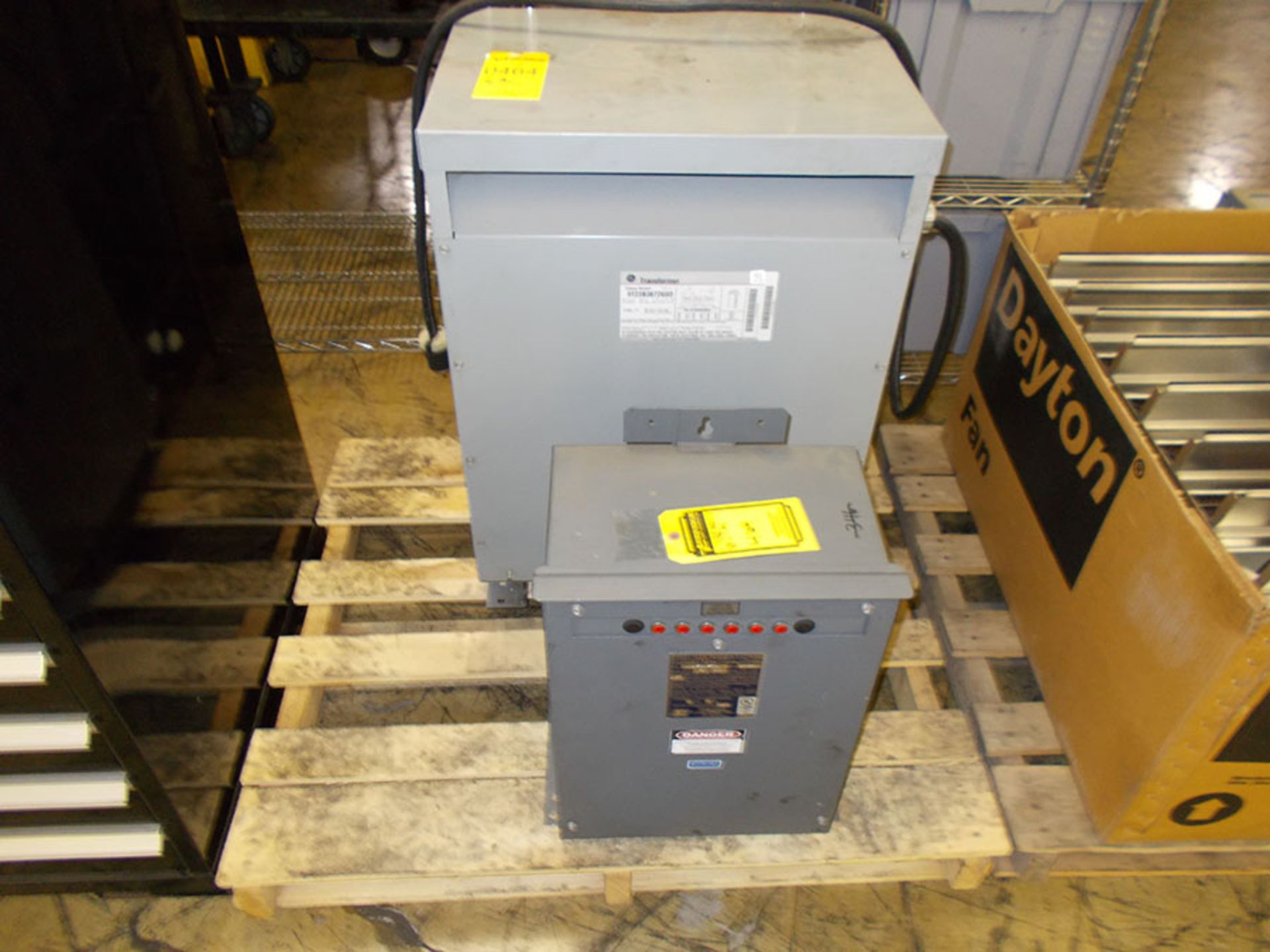 GE TRANSFORMER; CAT# 9T23B3872G03 & STEELMAN POWERFACTOR CORRECTION CAPACITOR; MODEL M014-240-FPL,