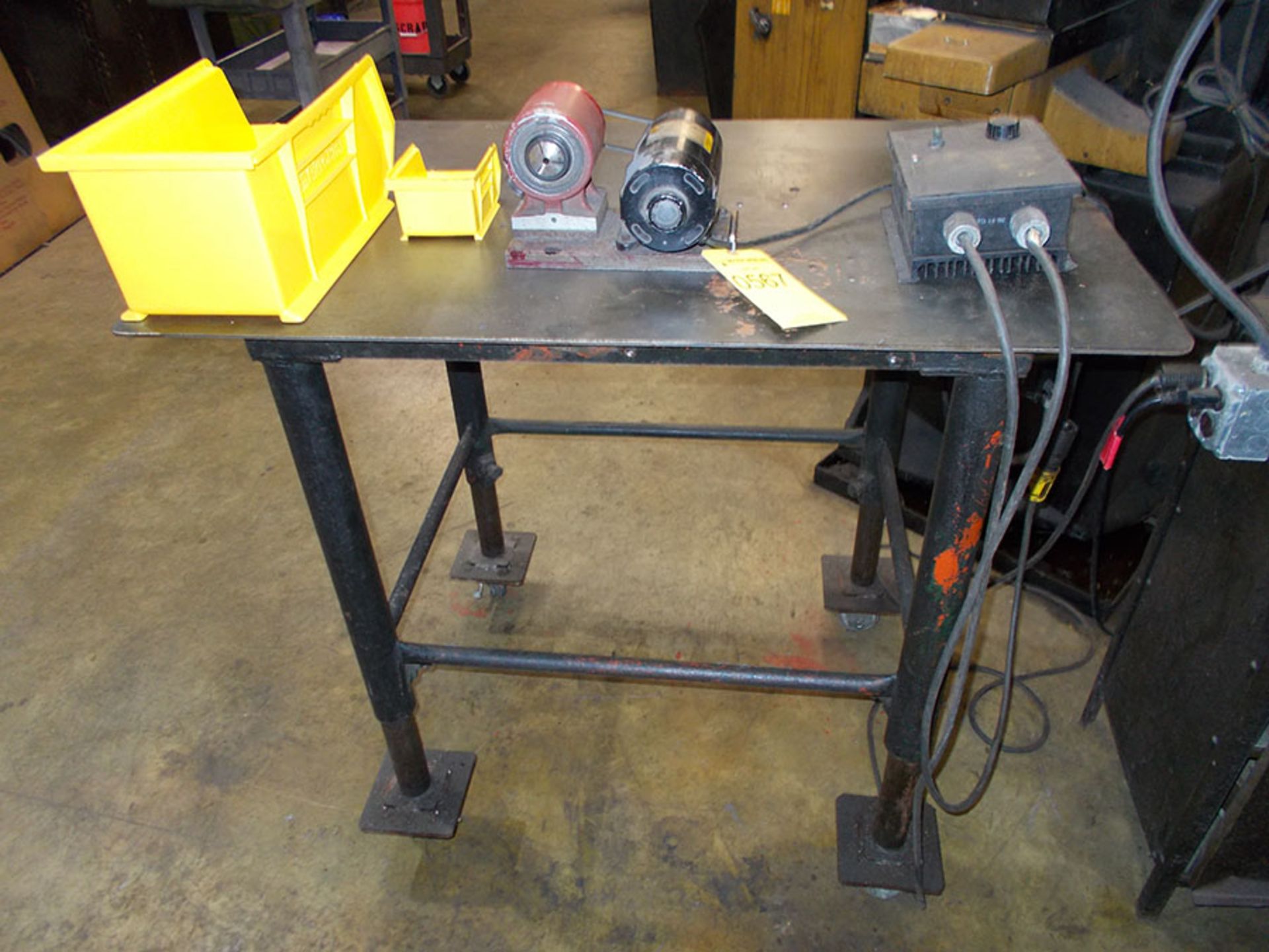 CUSTOM BUILT VARIABLE SPEED GRINDER WITH CABINET, TOOLING, AND 42'' X 27'' STEEL TABLE - Image 2 of 3