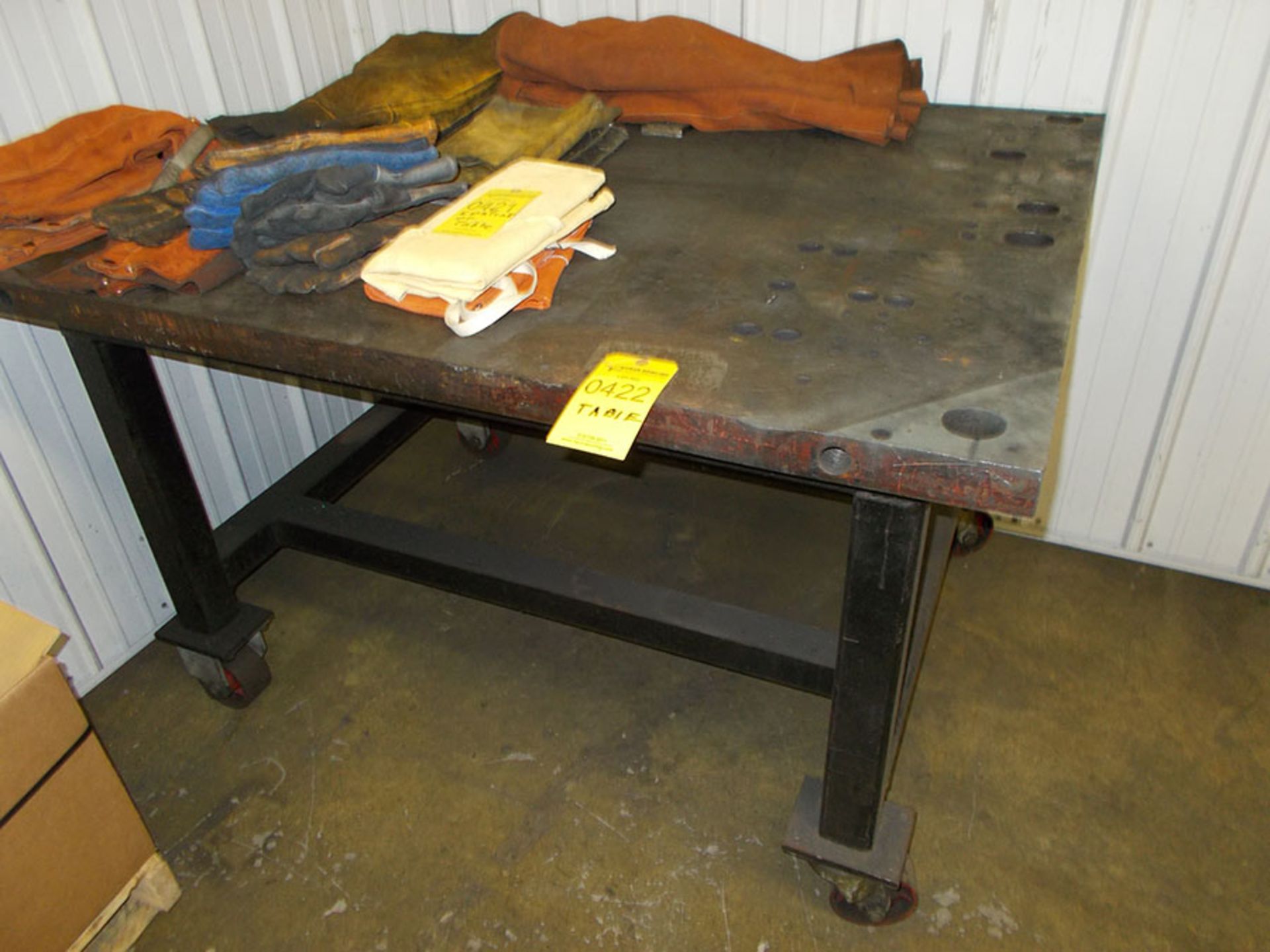 58'' X 48'' WELDING TABLE 2'' THICK STEEL PLATE ON ROLLERS