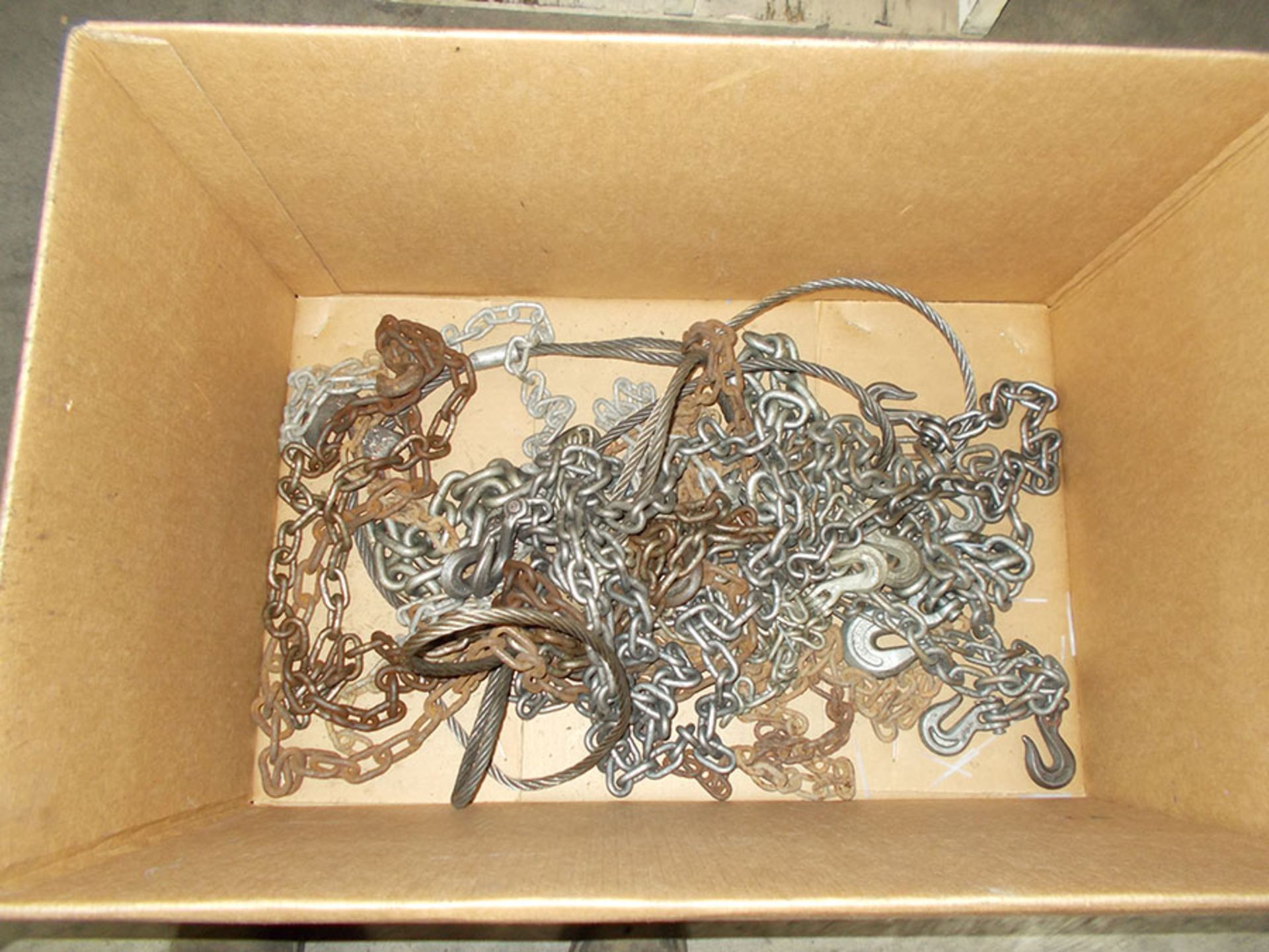 BOX OF MISC. CHAINS