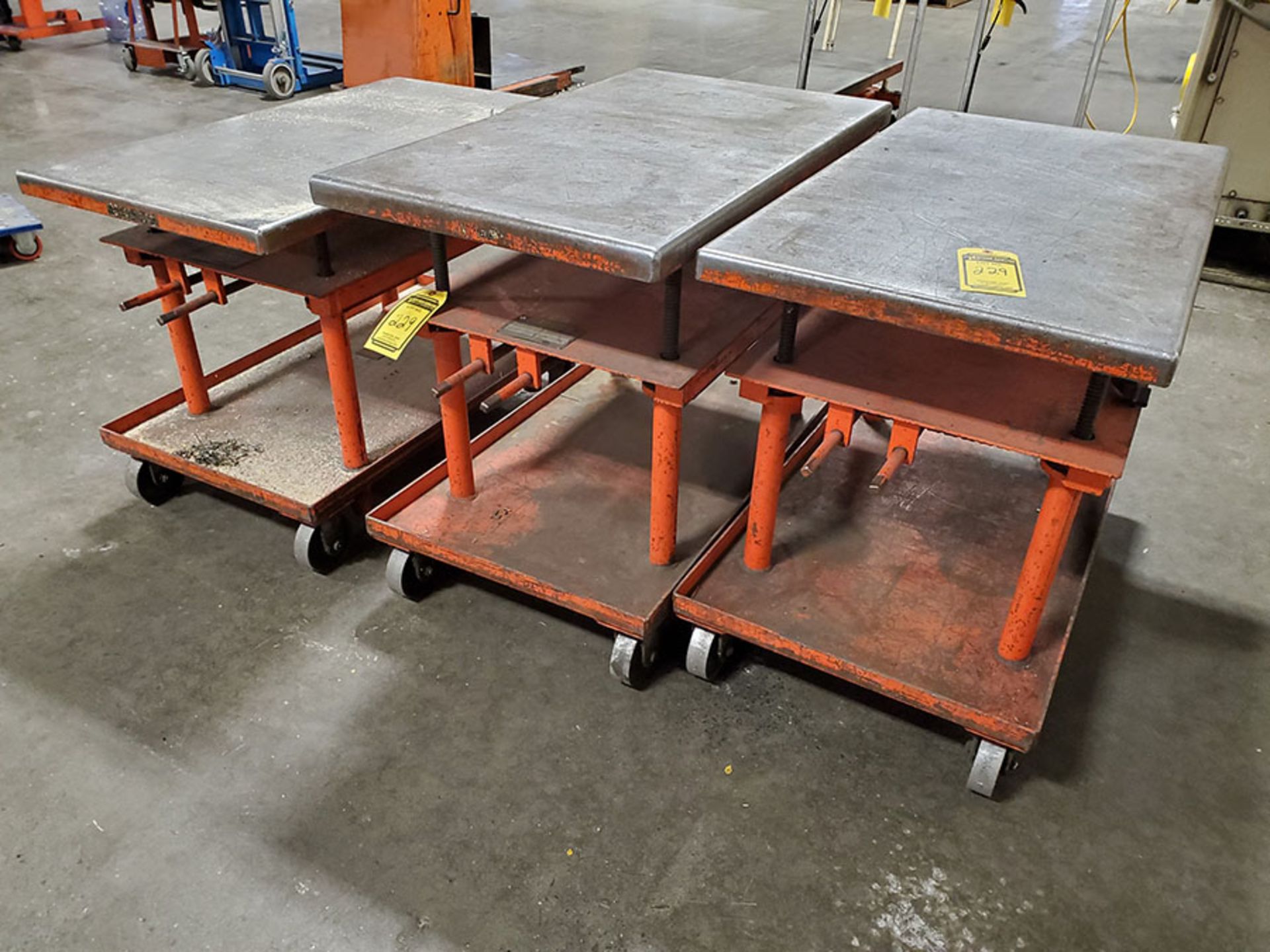 LOT OF (3) ECONOMY 2,000 LB. MECHANICAL DIE LIFT TABLES - Image 3 of 3