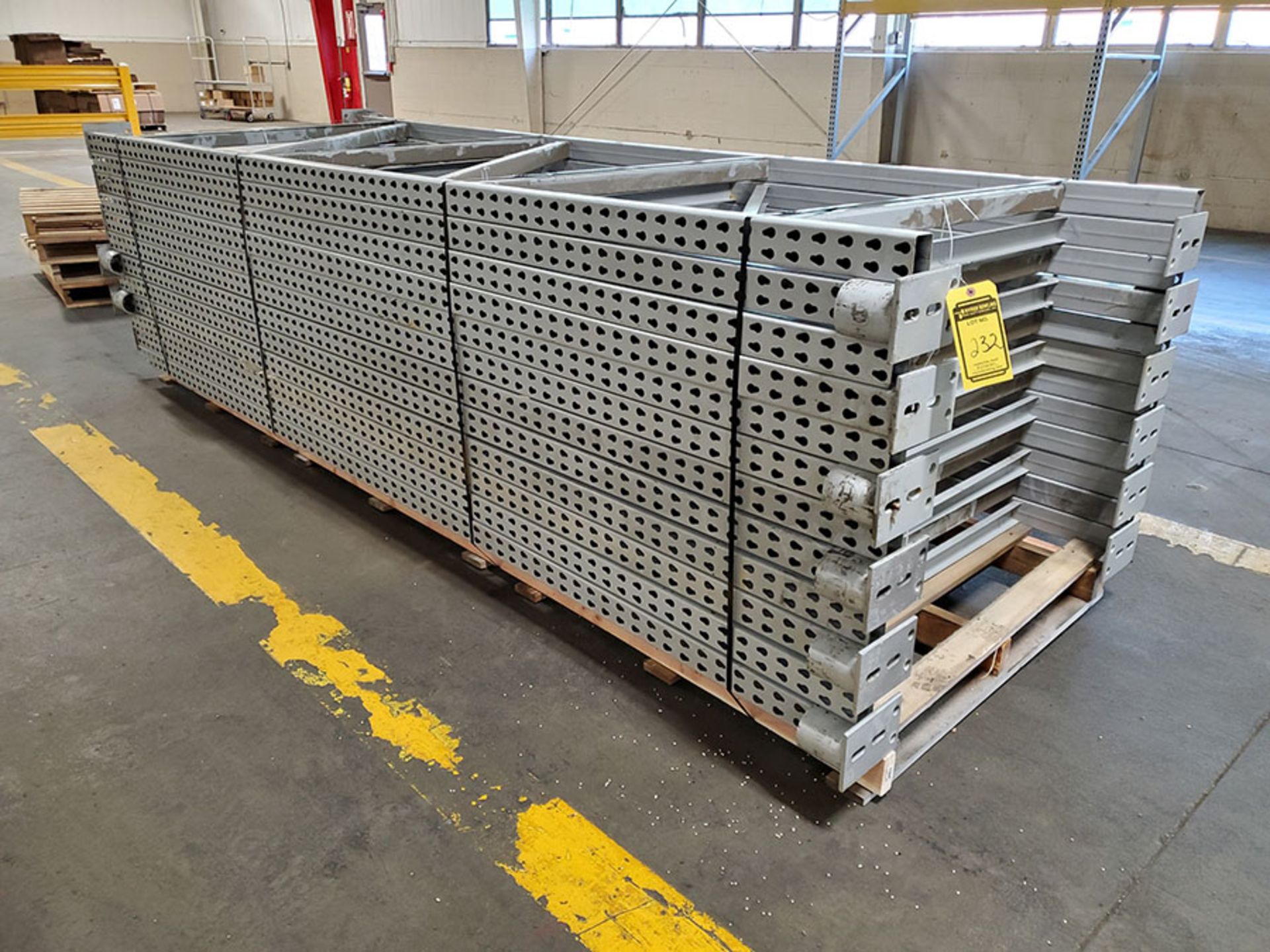 PALLET RACKING ASSEMBLED & ON THE GROUND - (14) SECTIONS TEAR DROP PALLET RACKING, 12' UPRIGHTS X - Image 9 of 19