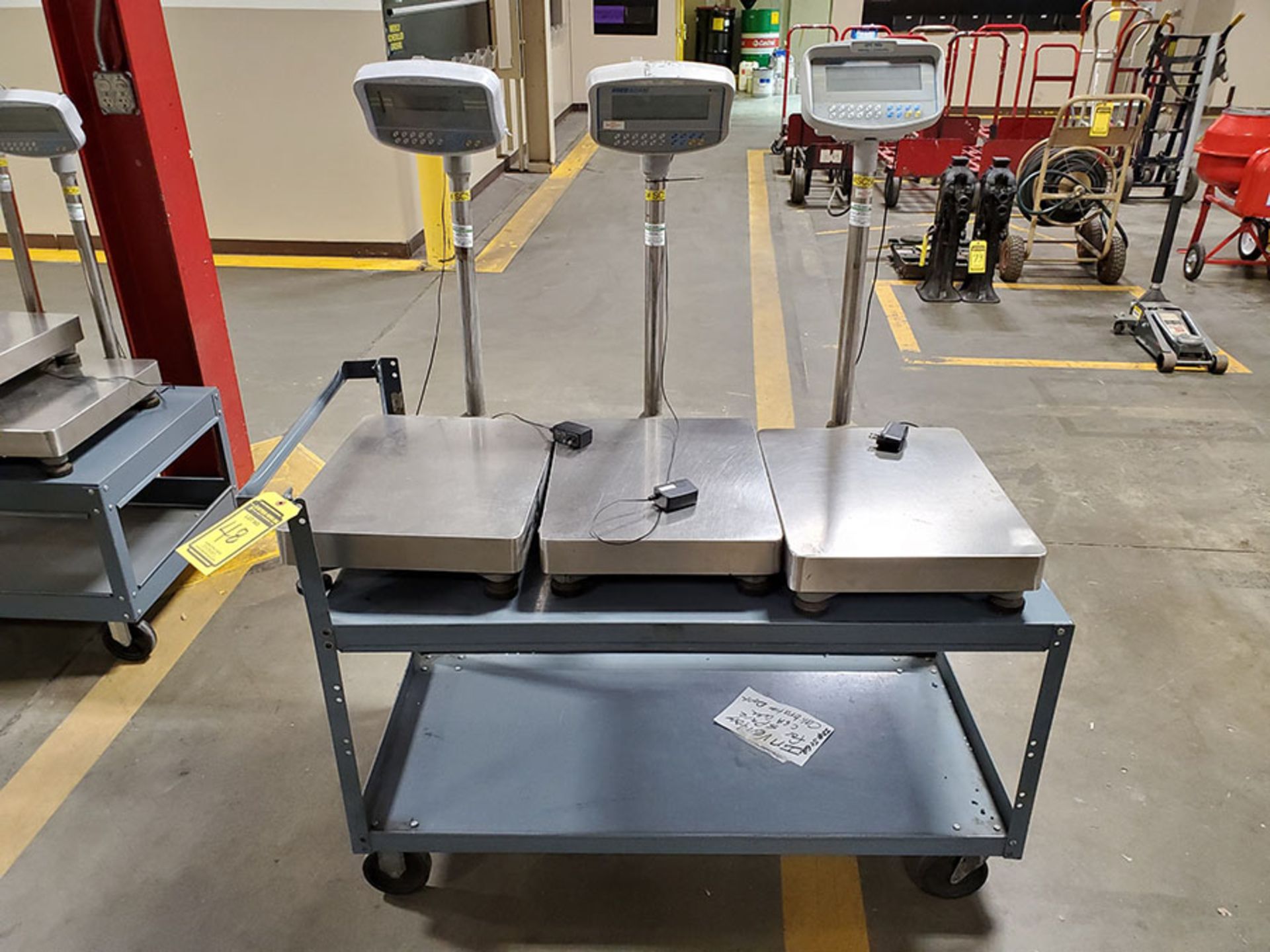 LOT OF (3) AE ADAM DIGITAL SCALE ON ROLLING CART