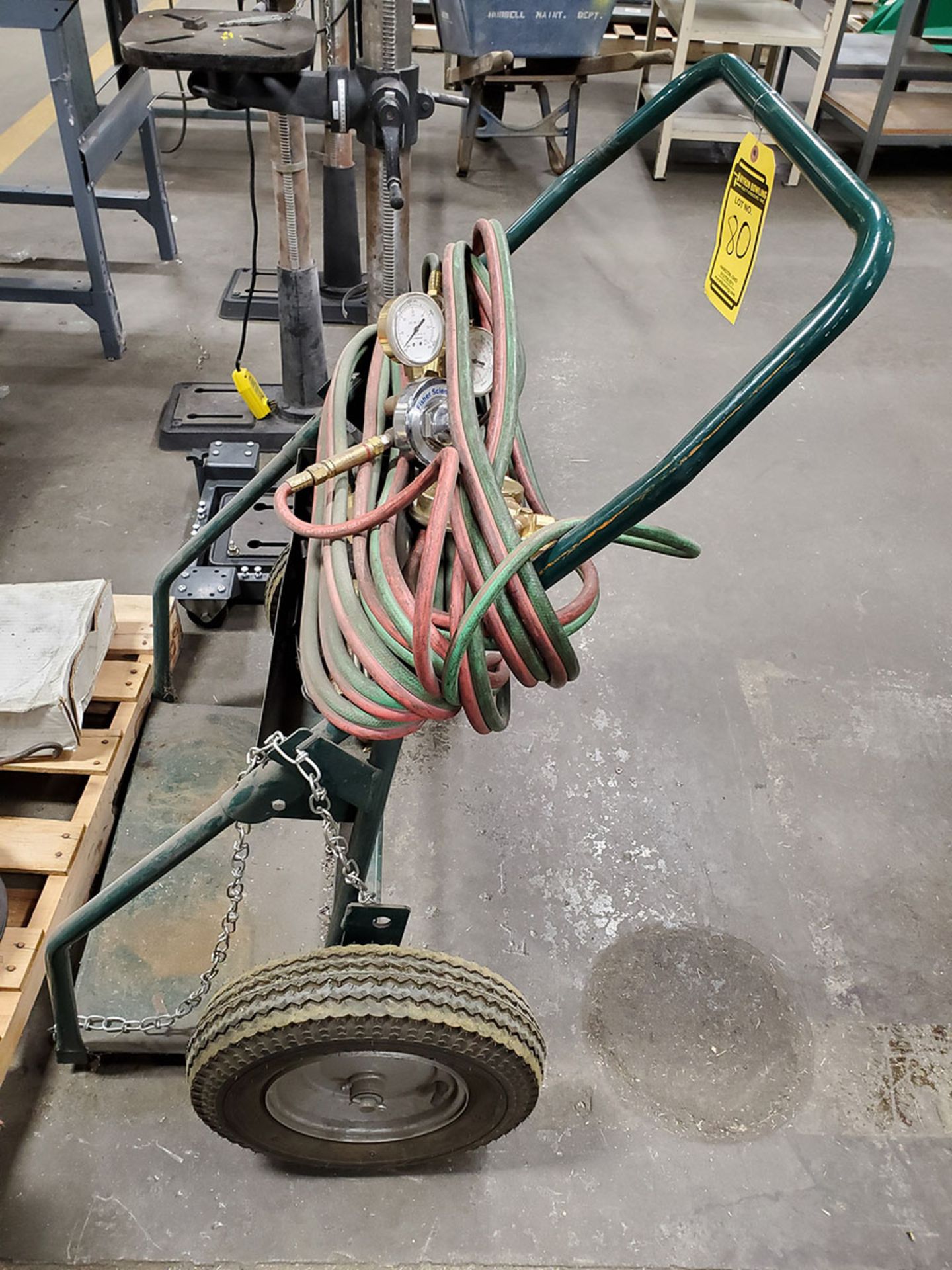 SKID OF ASSORTED WELDING SUPPLIES; WIRE, GLOVES, PLUG, BLANKET TIPS, ACETYLENE 2-CYLINDER CART - Image 8 of 14