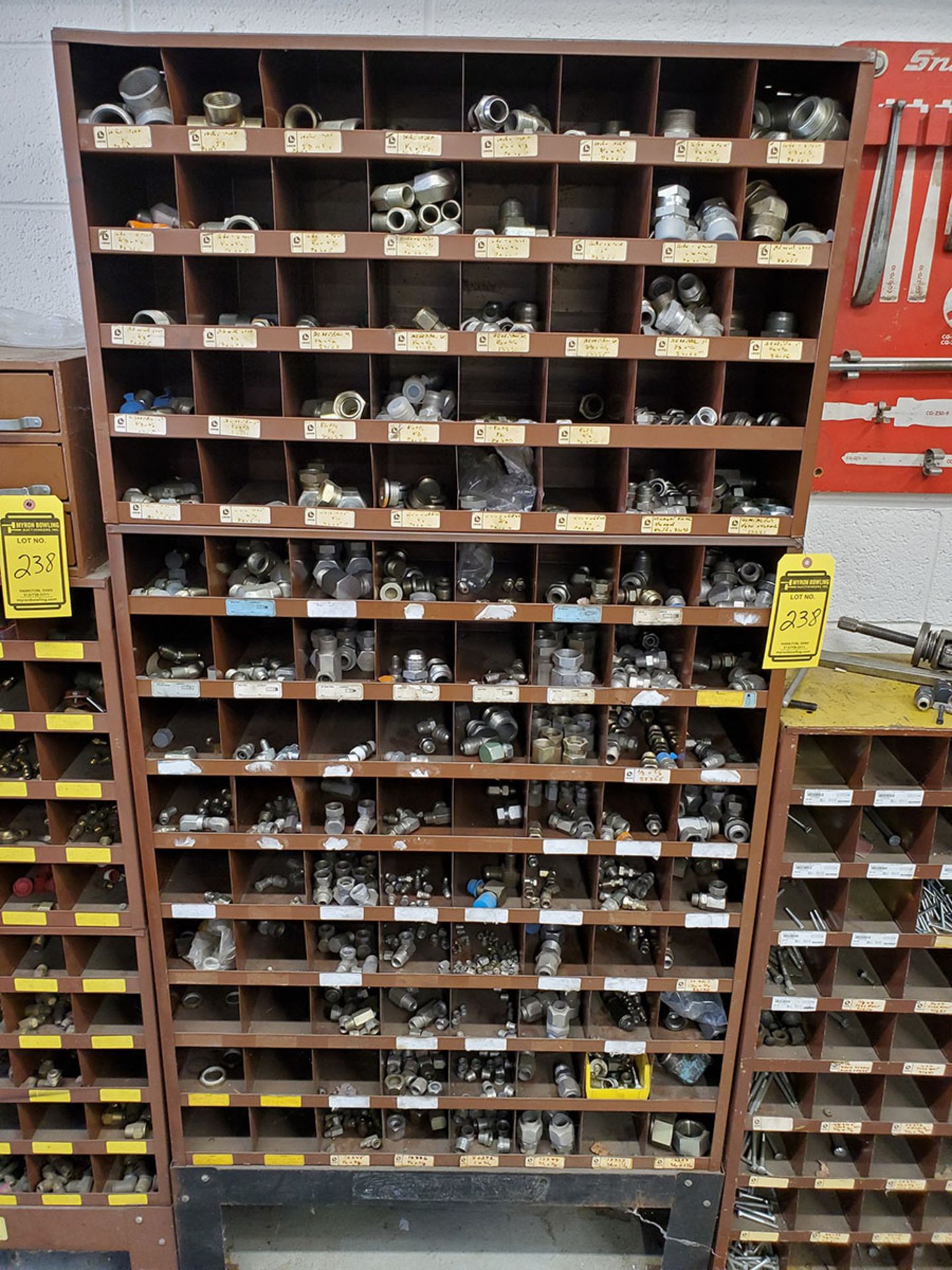 LOT OF (8) SECTIONS OF LAWSON PIGEONHOLE CABINETS WITH CONTENTS; ASSORTED NUTS & BOLTS - Image 4 of 6